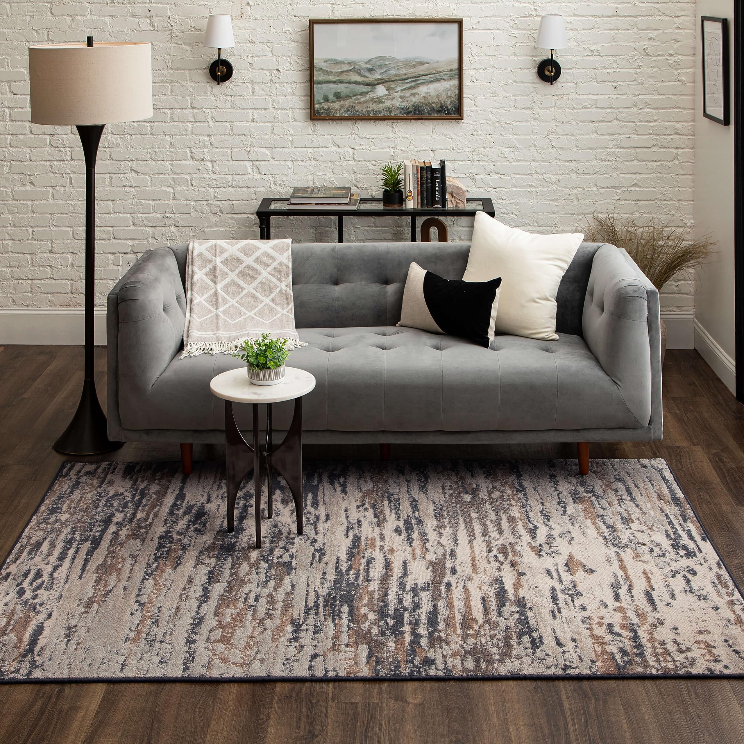 mohawk home northpoint modern abstract stripe gray 5ft x 8ft area rug perfect for kitchen, living room, dining room