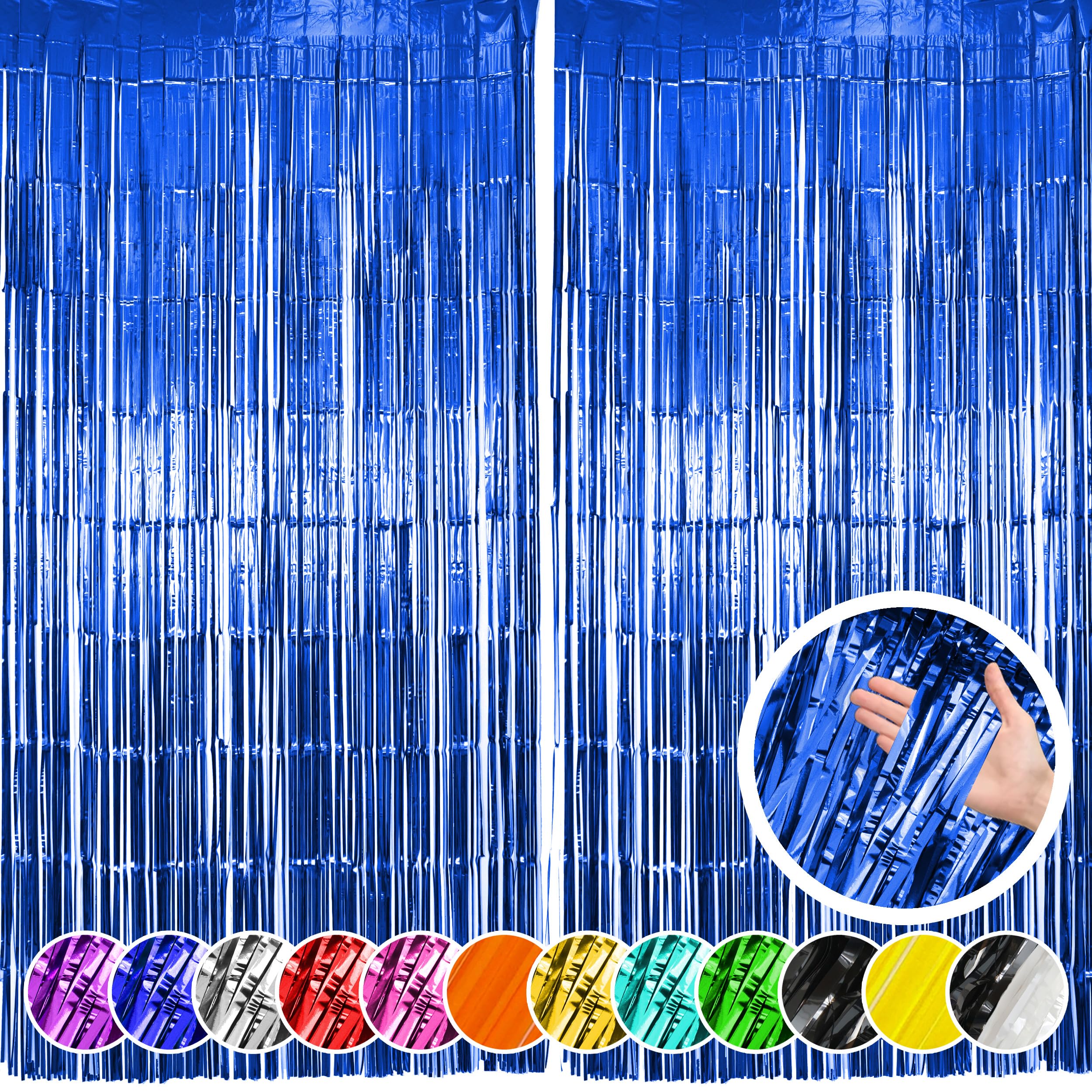 Hampton Distribution 2 Pack Blue Fringe Backdrop Curtains, Blue Streamers Party Backdrop, Baby Shower Decorations, Party Decorations Supplies for Birthday, Holidays, Parties &amp; More