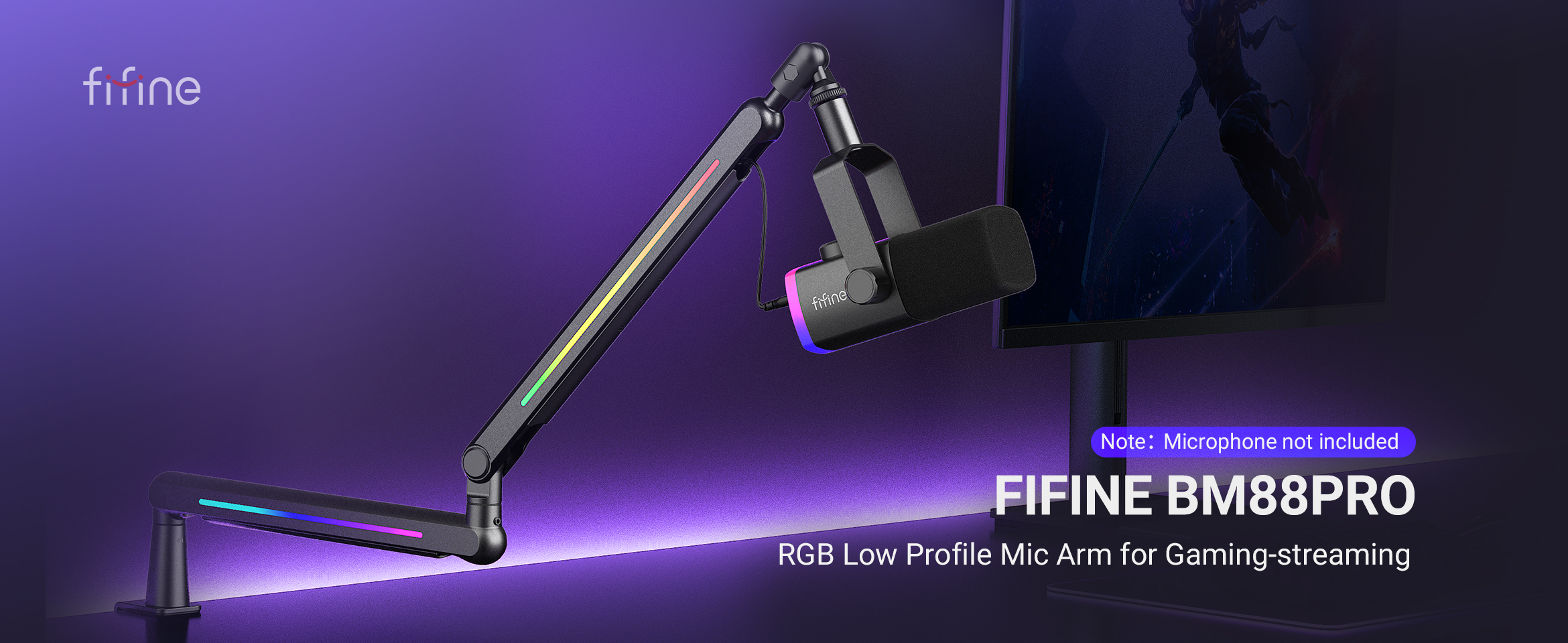 FIFINE マイクスタンドBM88PRO Amazon.com: FIFINE BM88Pro RGB Low Profile Microphone Boom Arm for