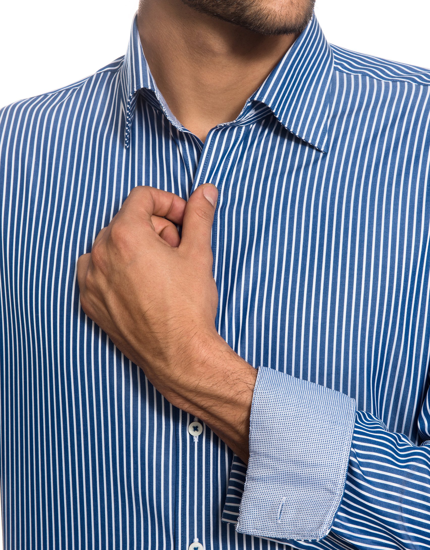 Herren-Hemd Slim-Fit tailliert bügelleicht 100% Baumwolle gestreift - Männer lang-arm Hemden für Anzug Krawatte Business Hochzeit Freizeit oder unter Pullover