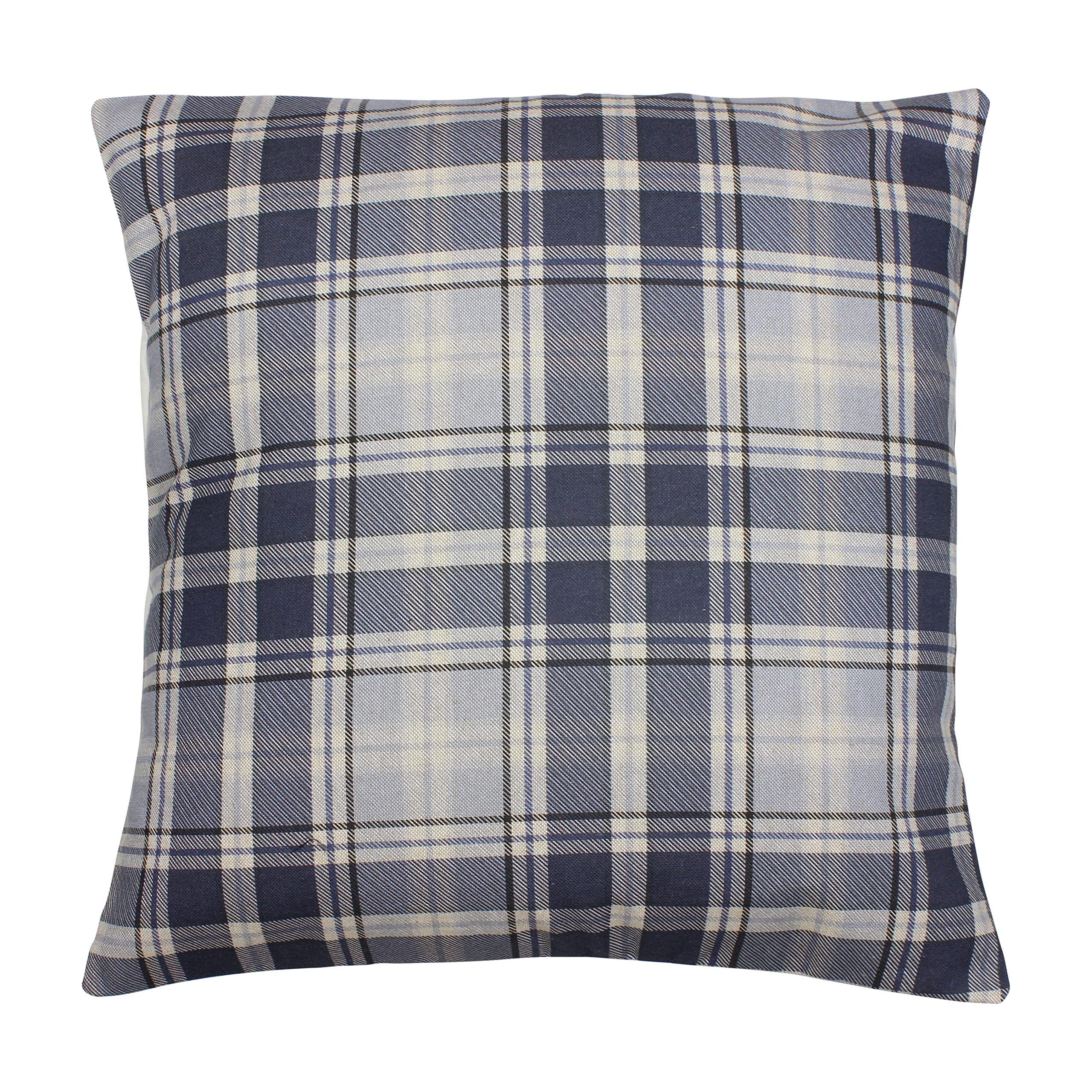 Harrison Cropper Blue, Cream Highland Denim Navy Blue Cream Check Tartan Country Cushion Cover 16" 18" (16")