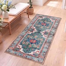 Washable 2x5 Hallway Runner Rug, Turkish Boho, Sage Green (Botanic)