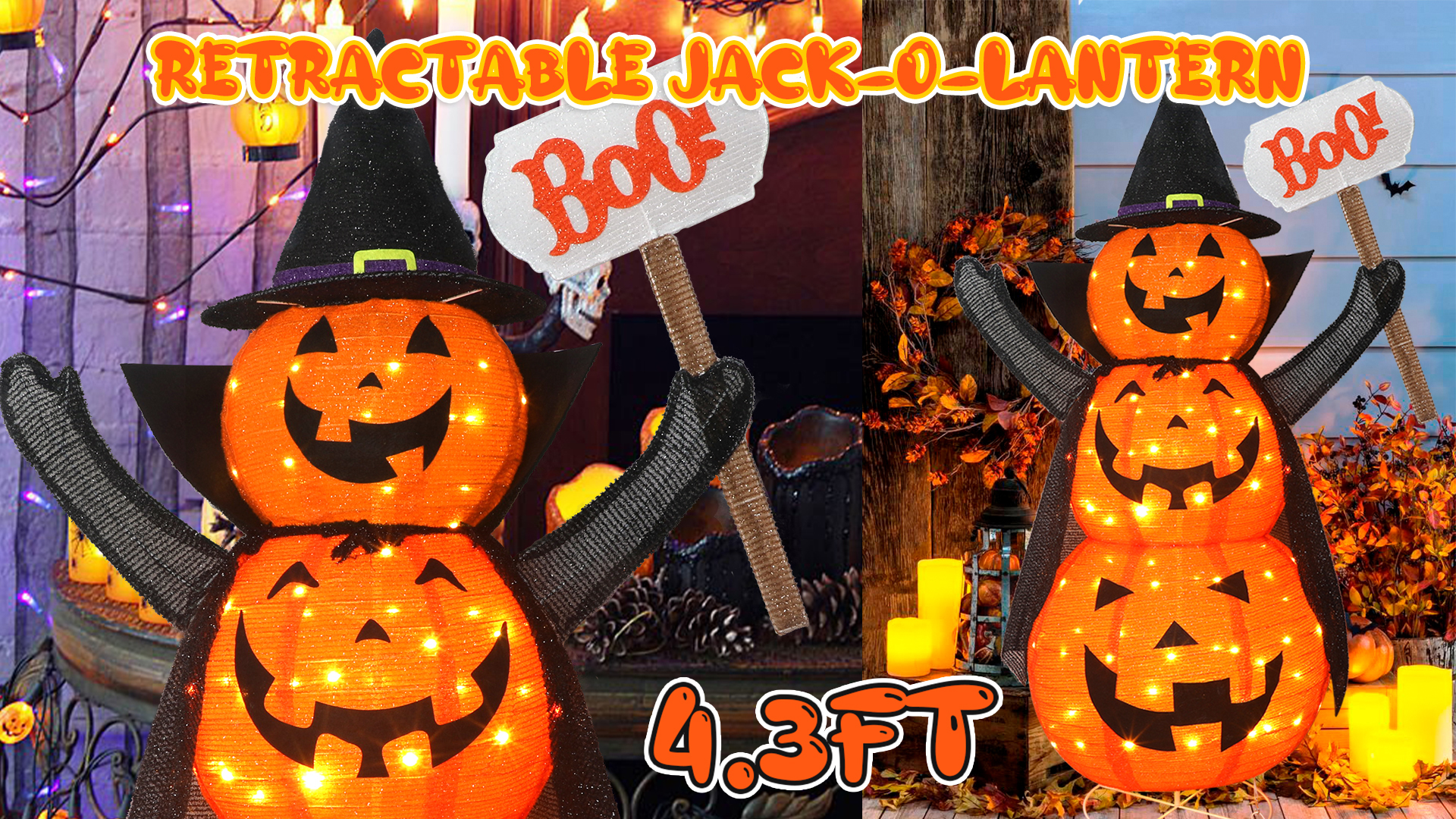 Amazon.com: Halloween Decoration 4.3FT Retractable Jack-O-Lantern