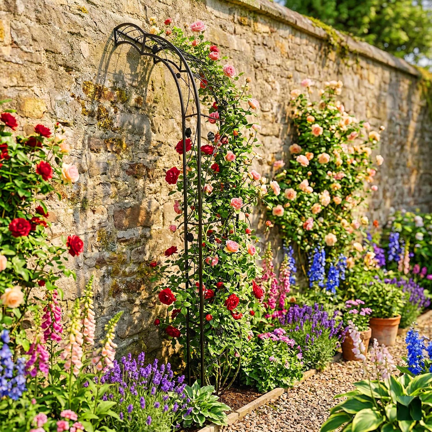 Relaxdays 8 in 1 Heavy Duty Modular Rose Arch - 236-252cm Tall - 75-163cm Wide - Black