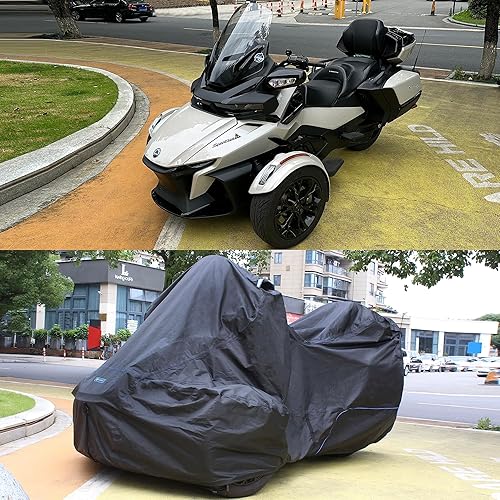 Miniatura 2 de Fenrir Funda para motocicleta de tres ruedas, protección para todas las estaciones, impermeable, con orificio de antena de almacenamiento al aire