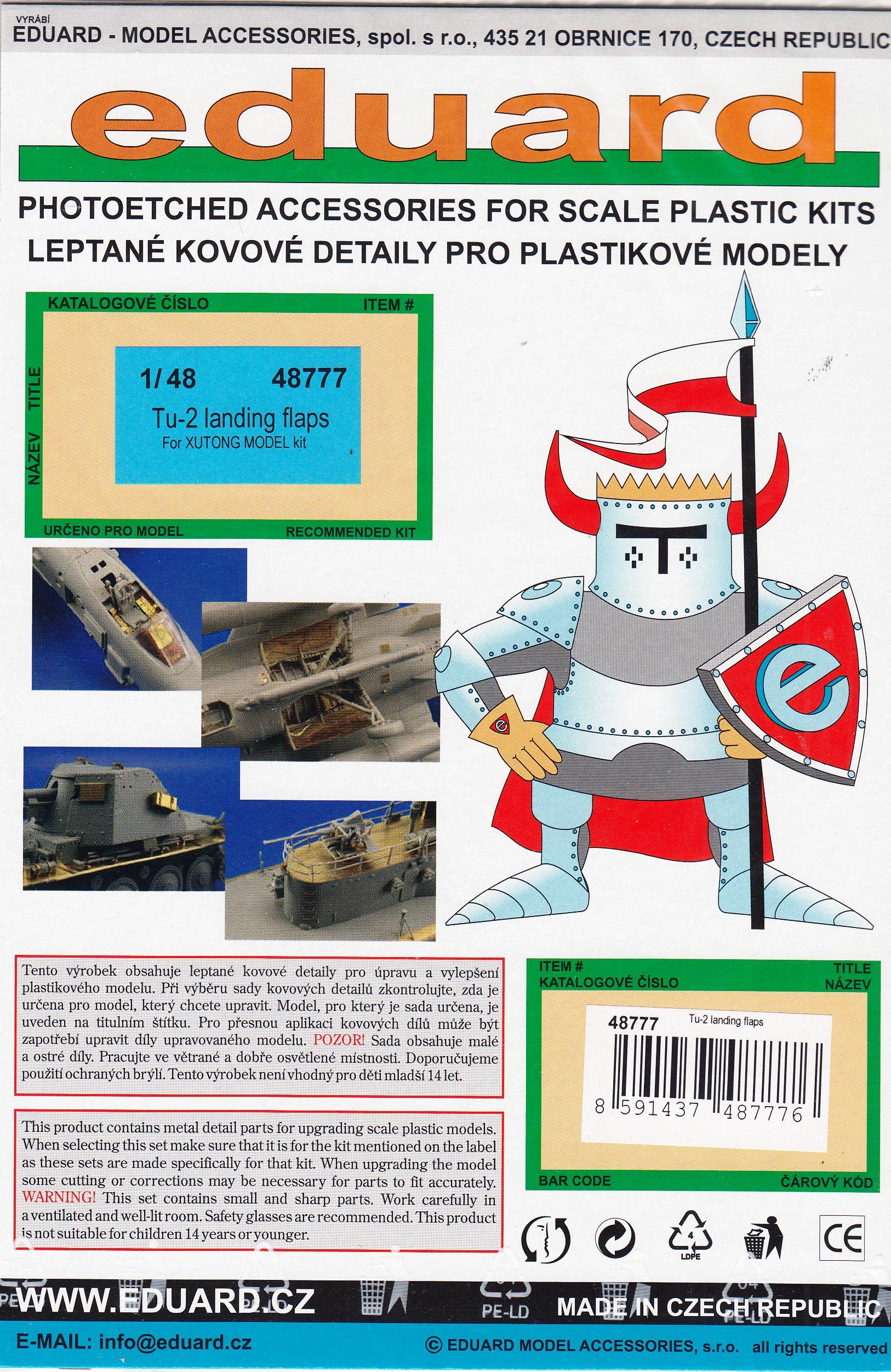 EDU48777 1:48 Eduard PE - Tu-2 Landing Flaps (for the Xuntong model kit) MODEL KIT ACCESSORY