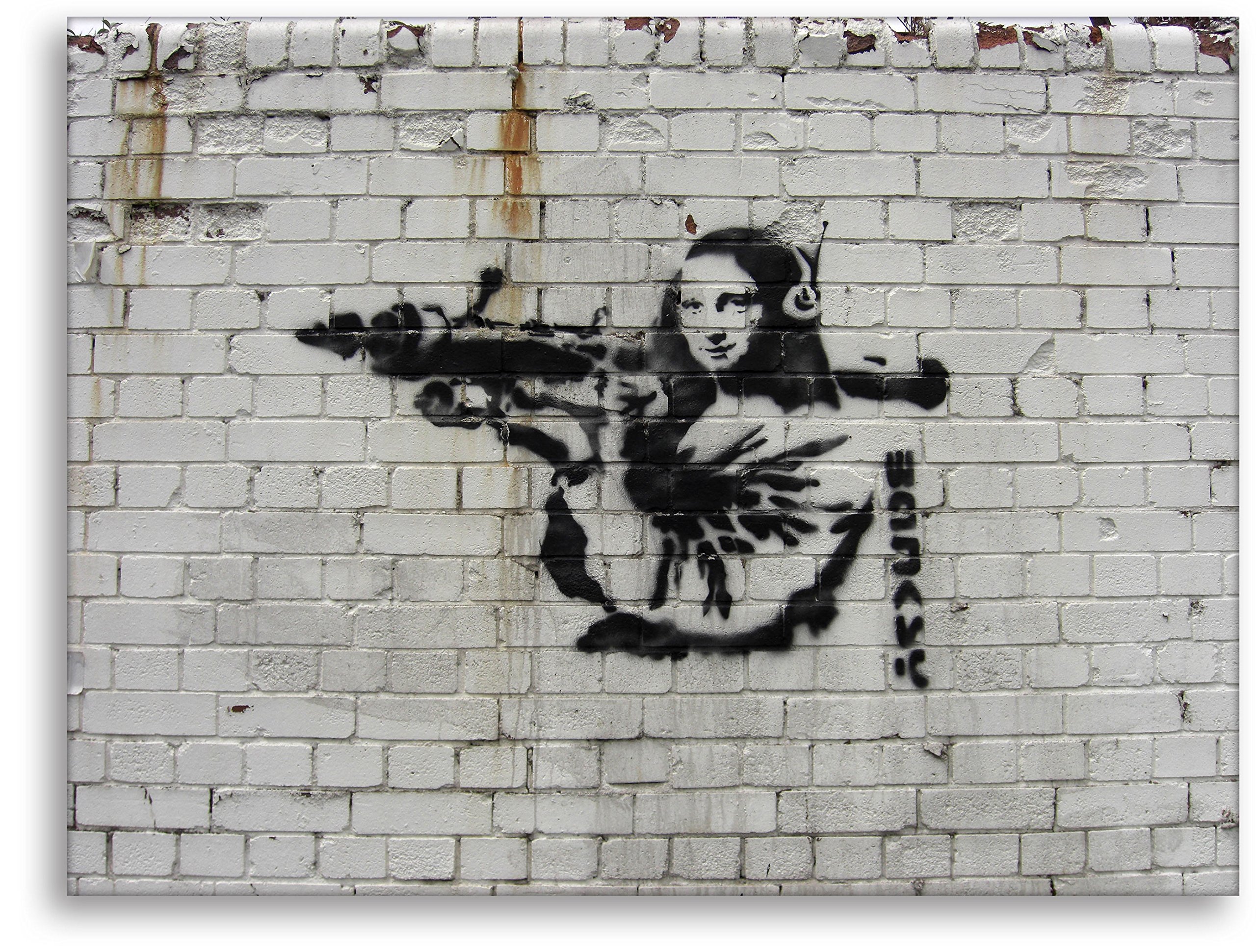 Mona Lisa Shoot - Imagen de hermana artificial imagen de arte de Banksy Art en lienzo, cuadro de pared, imagen de habitación de cocina, imagen de lounge, lona, 70 x 100 cm