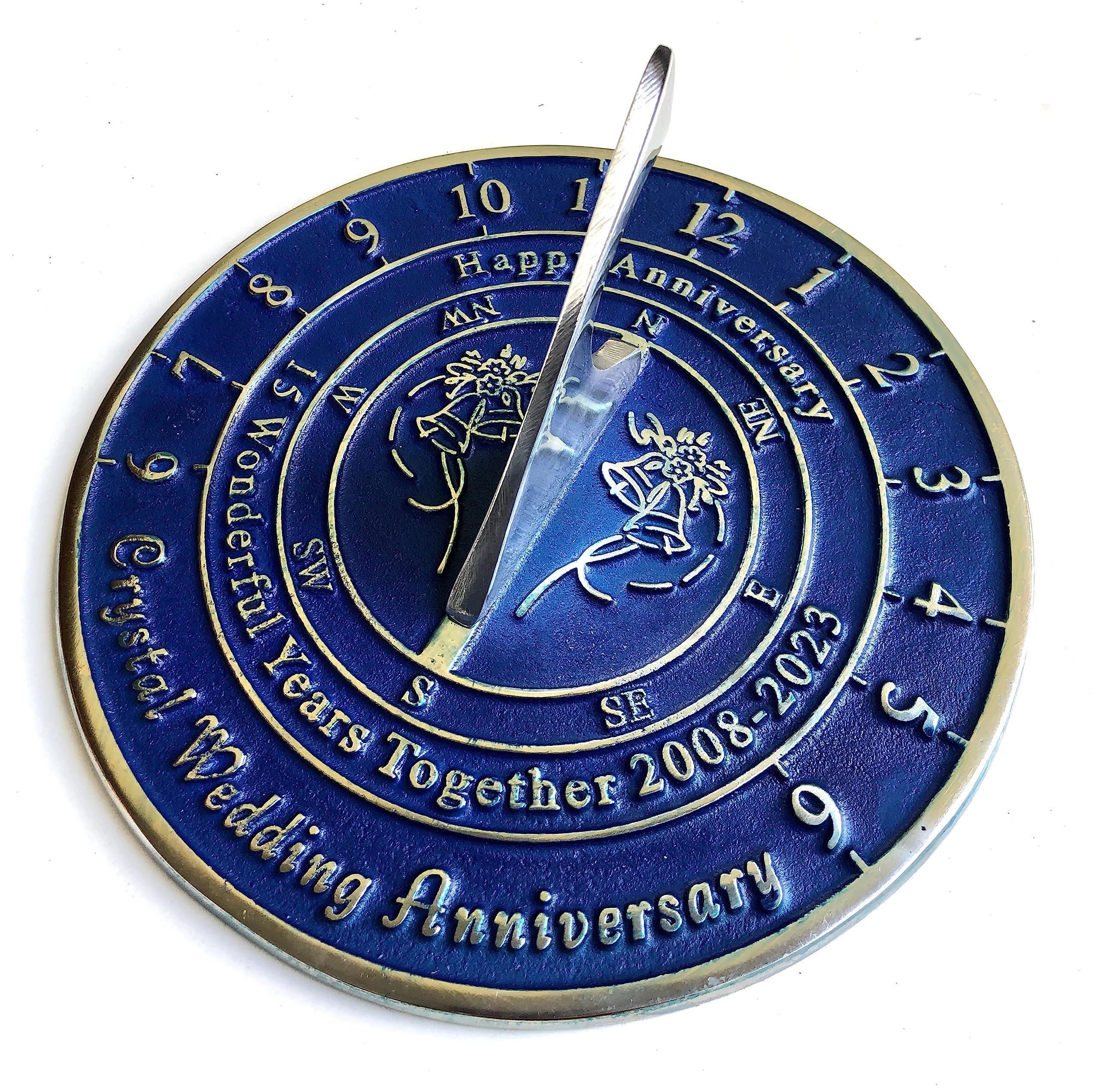 NauticalMart 15th Crystal Wedding Anniversary Sundial Gift for Parents, Grandparents, Friends, Husband or Wife, Couples, Him & Her Unique Marriage Present 2023 (15th Anniversary)
