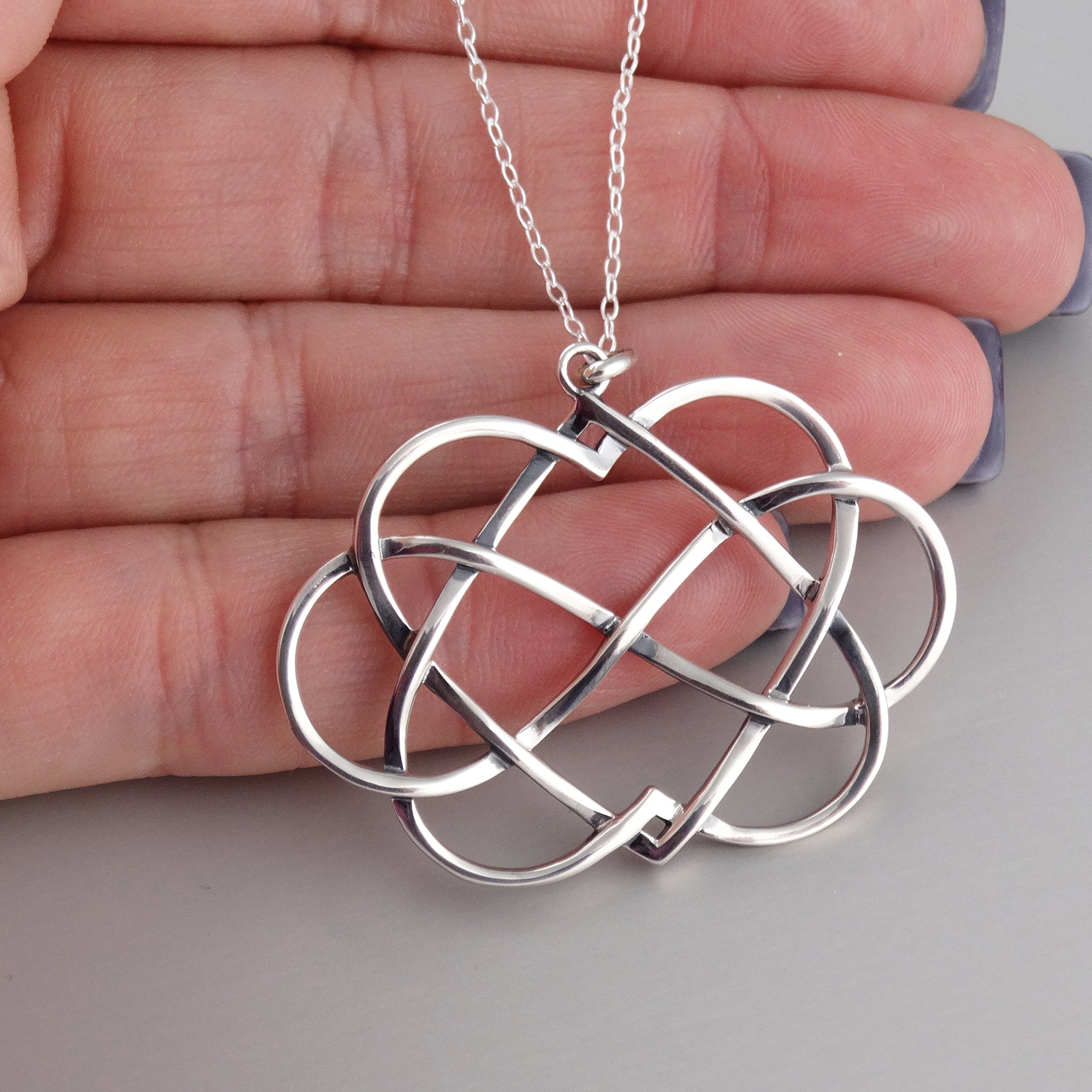 FashionJunkie4Life Argento Sterling Infinity Sign Doppia Collana con Ciondolo a Forma di Cuore, 45,7 cm
