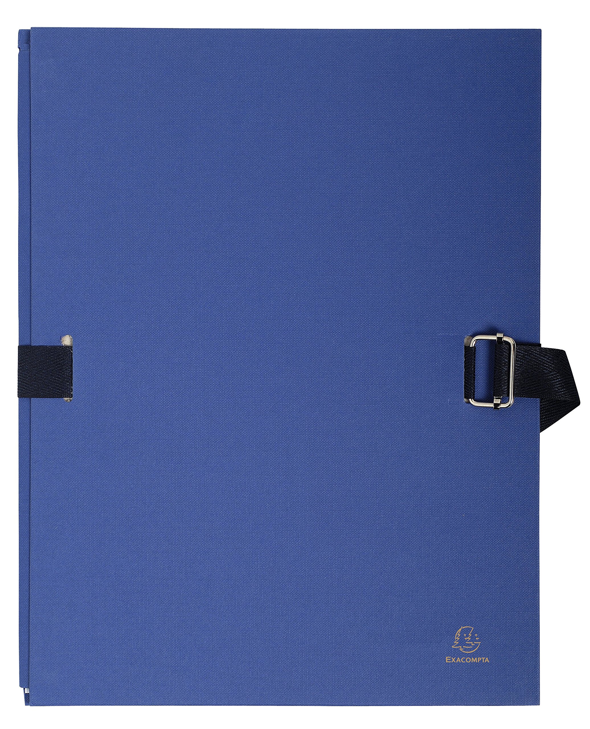 Exacompta - Ref 732E - Expanding Folder - 240 x 320mm in Size, Suitable for Storing A4 Documents, Expands Up To 13cm , Coloured Canvas with Matching Strap - Dark Blue