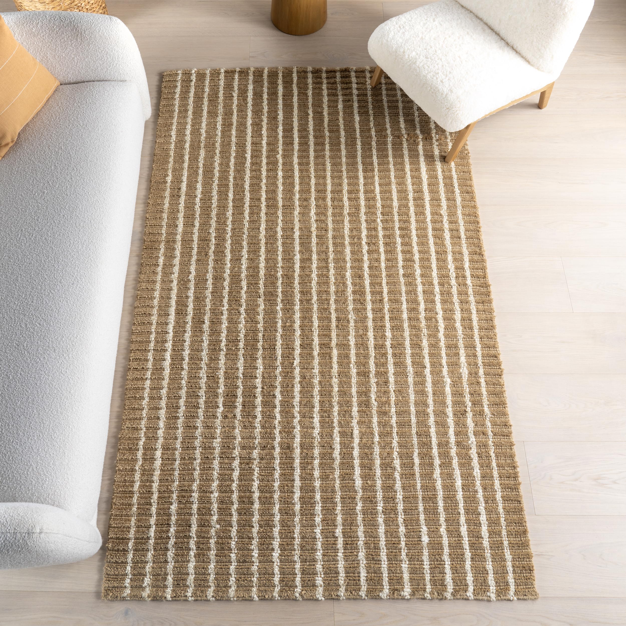 nuLOOM Cosmia Striped 5' x 8' Jute Area Rug for Dining Room Living Room, Cosmia Natural