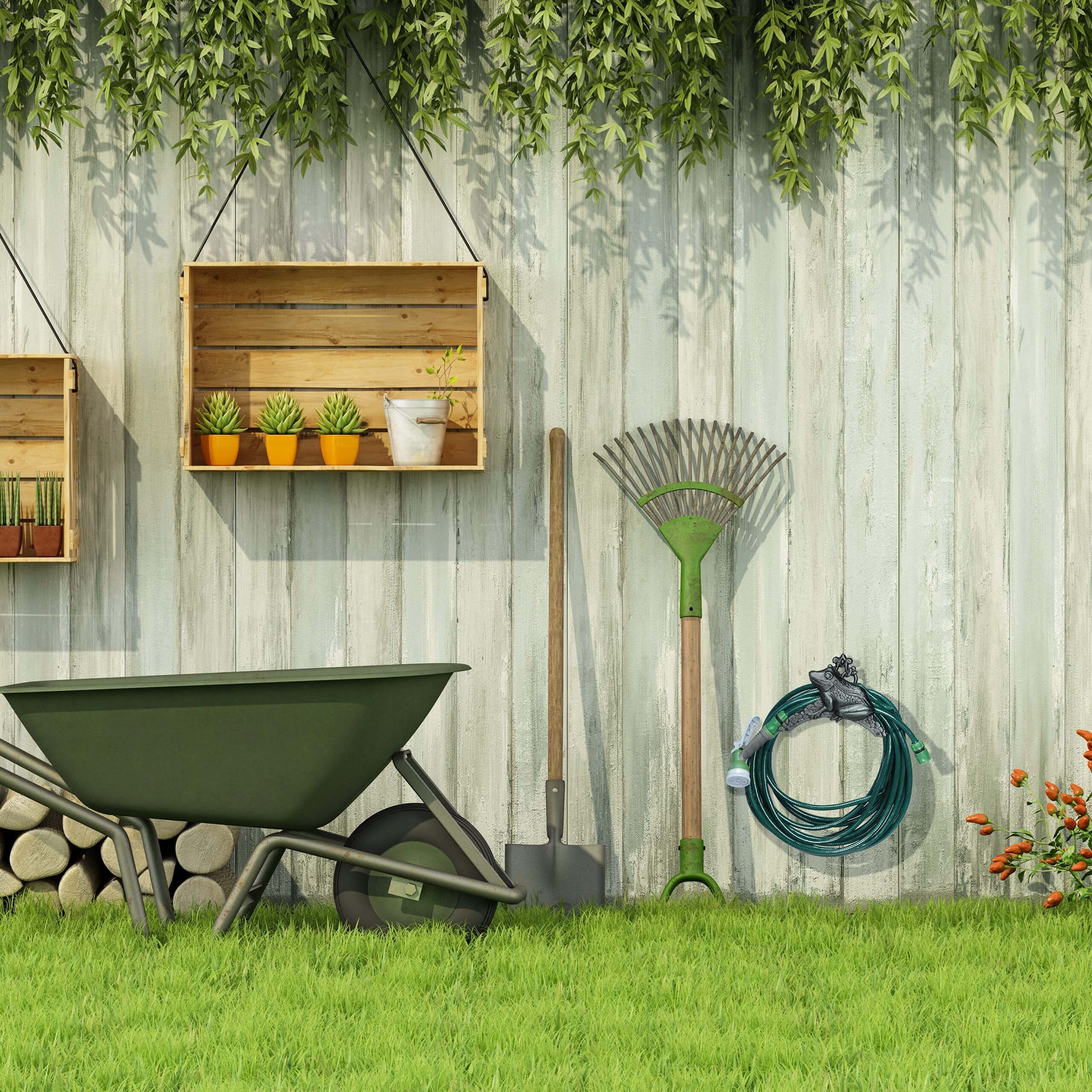 Relaxdays Soporte Manguera Pared, Portamangueras Estilo Retro con Rana, 18,5 x 26,5 x 16,5 cm, Hierro Fundido, Verde