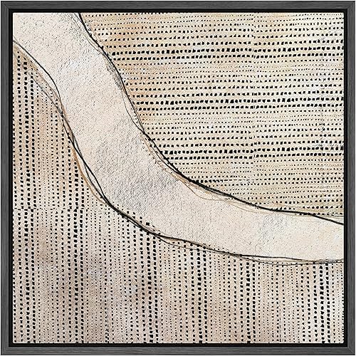 IDEA4WALL Lienzo enmarcado para pared, collage de rayas pastel negro y gris, ilustraciones de formas abstractas, arte moderno, decorativo,