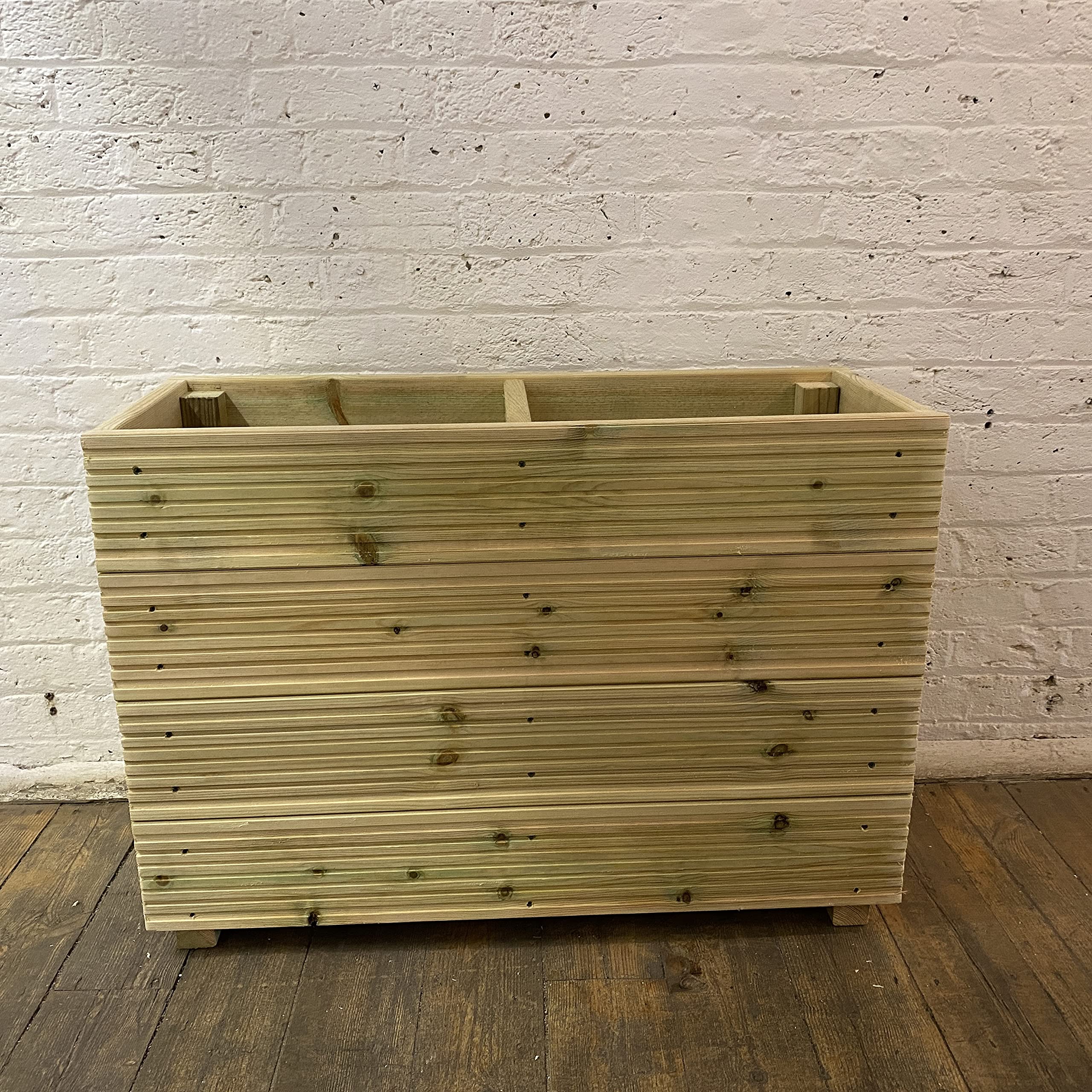 Cutncraft Designs Large 63cm Tall Decking patio Planter -Wooden Decking Patio Planter Trough herb Box with central Divide — image 1