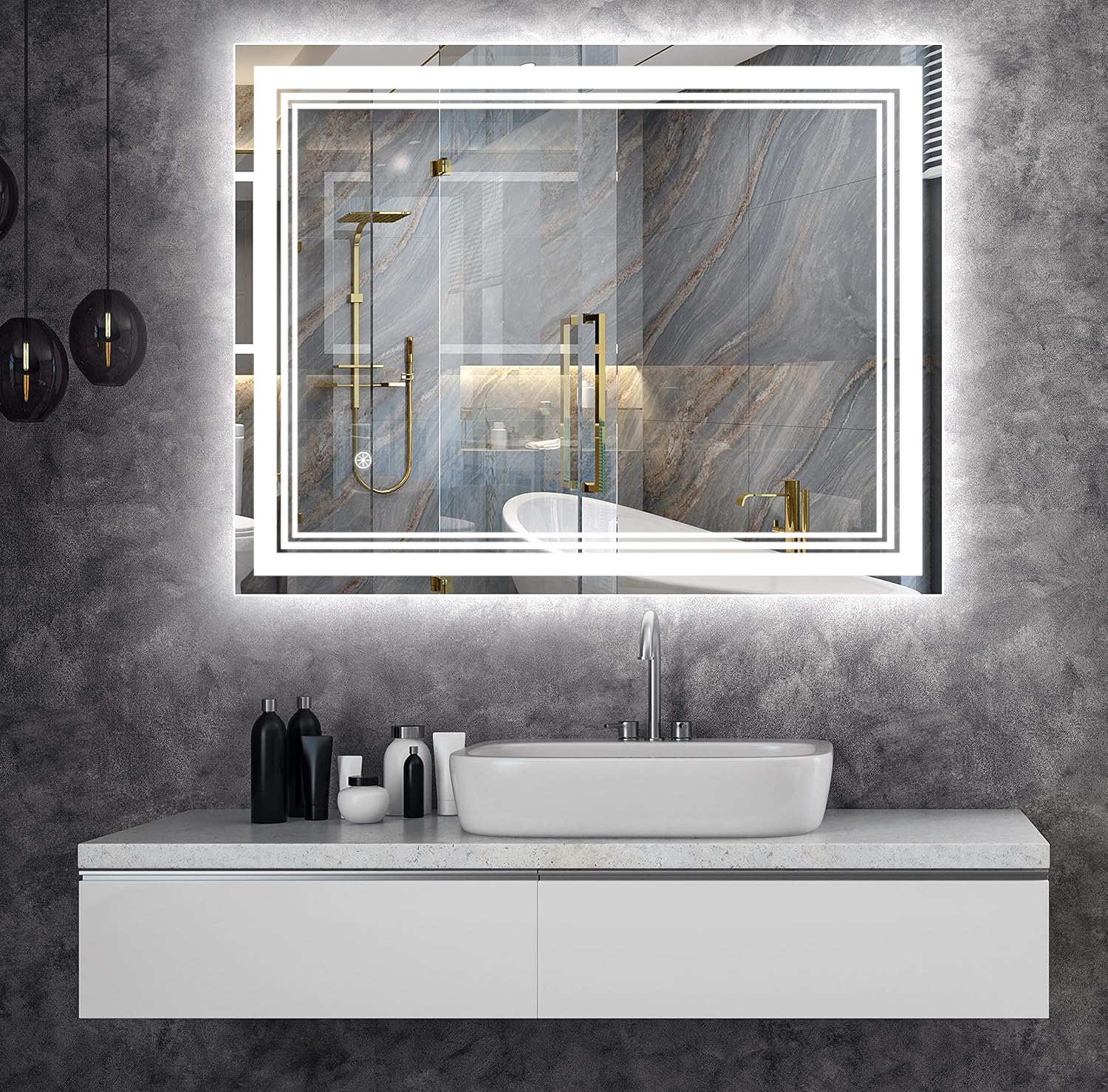 Amazon.com: FOMAYKO LED Mirror for Bathroom with Lights, 28 x 36 Inch Lighted Vanity Mirror ...