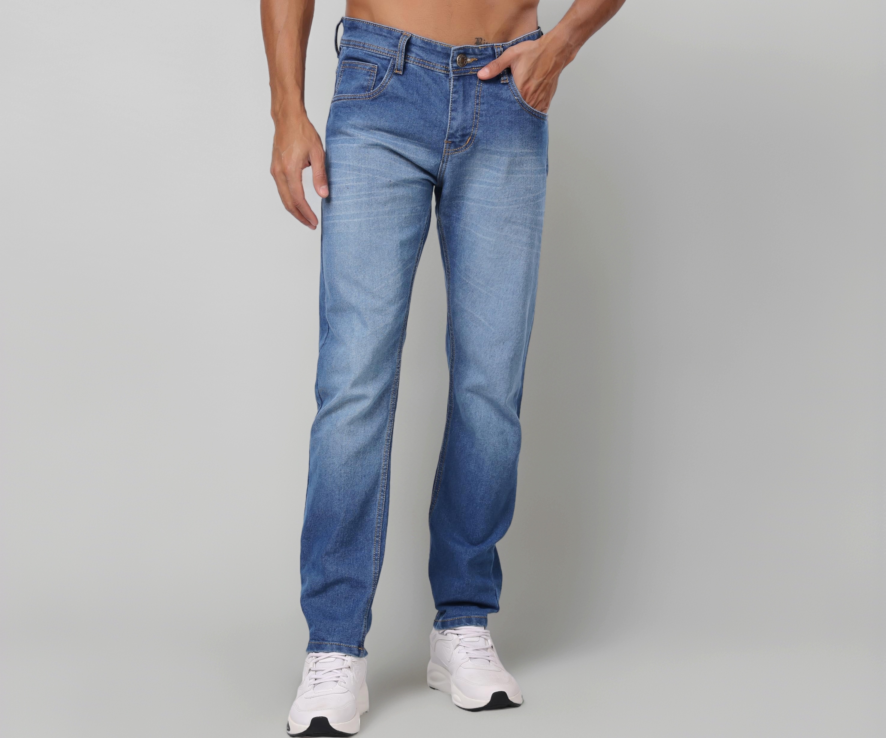 London Hills Men's Regular Fit Mid Rise Jeans
