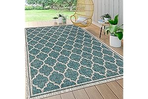 Modern Moroccan Trellis Textured Area Rug for Indoor/Outdoor Use - 8 x 10 Clearance
