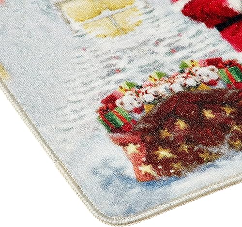 Miniatura 3 de Violet Linen Christmas Snowed Man, nailon, impresión digital, látex de goma antideslizante alfombra decorativa de área, felpudo de 18 x 30 pulgadas,