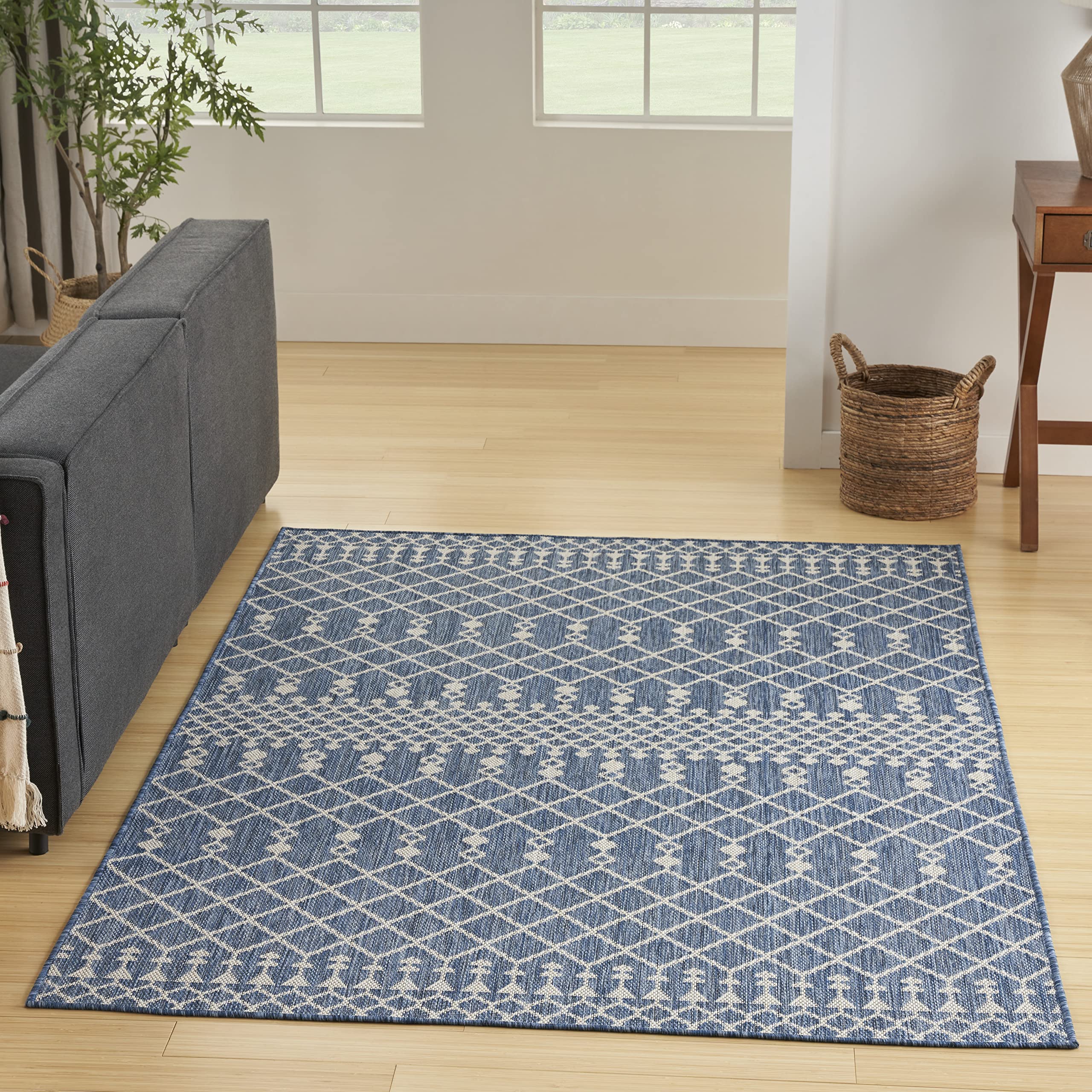 Amazon.com: Nourison Positano Indoor/Outdoor Navy Blue 5' x 7' Area Rug ...