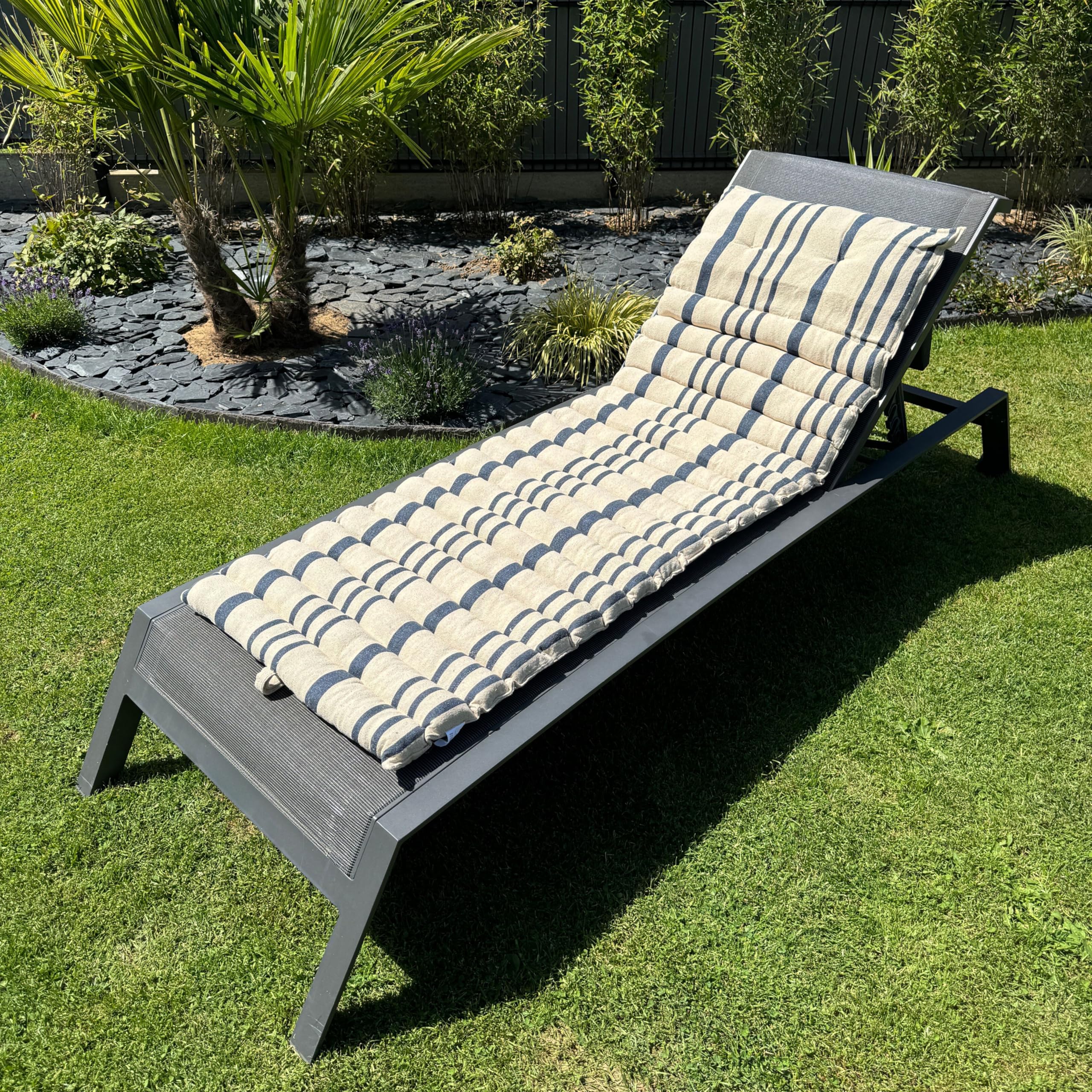 Coussin Épais Pour Chaise Longue Extérieur - Antidérapant, Lavable - Design Chat Dessin Animé (45x125cm)
