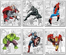 Avengers Superheroes Wall Decor Poster Prints, Set of 6, 8x10 Inch, Superheros Watercolor Poster, Avengers Room Decor, FRAMELESS, Avengers Watercolor Poster, Avengers room decor for boys, Superheroes poster, Avengers prints, Avengers Room Decorations (Model 2)