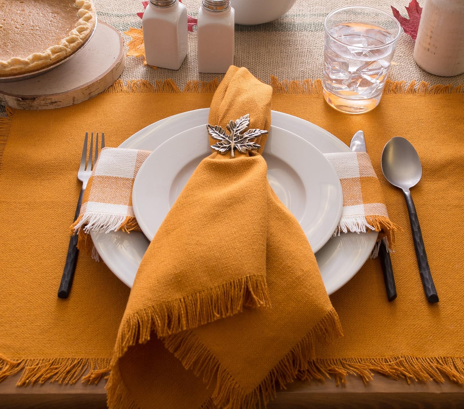 Blасk Frіdау - 60% оƒƒ DII Everyday Collection, Fringed Solid Tabletop, Placemat Set, Pumpkin Spice, 6 Piece