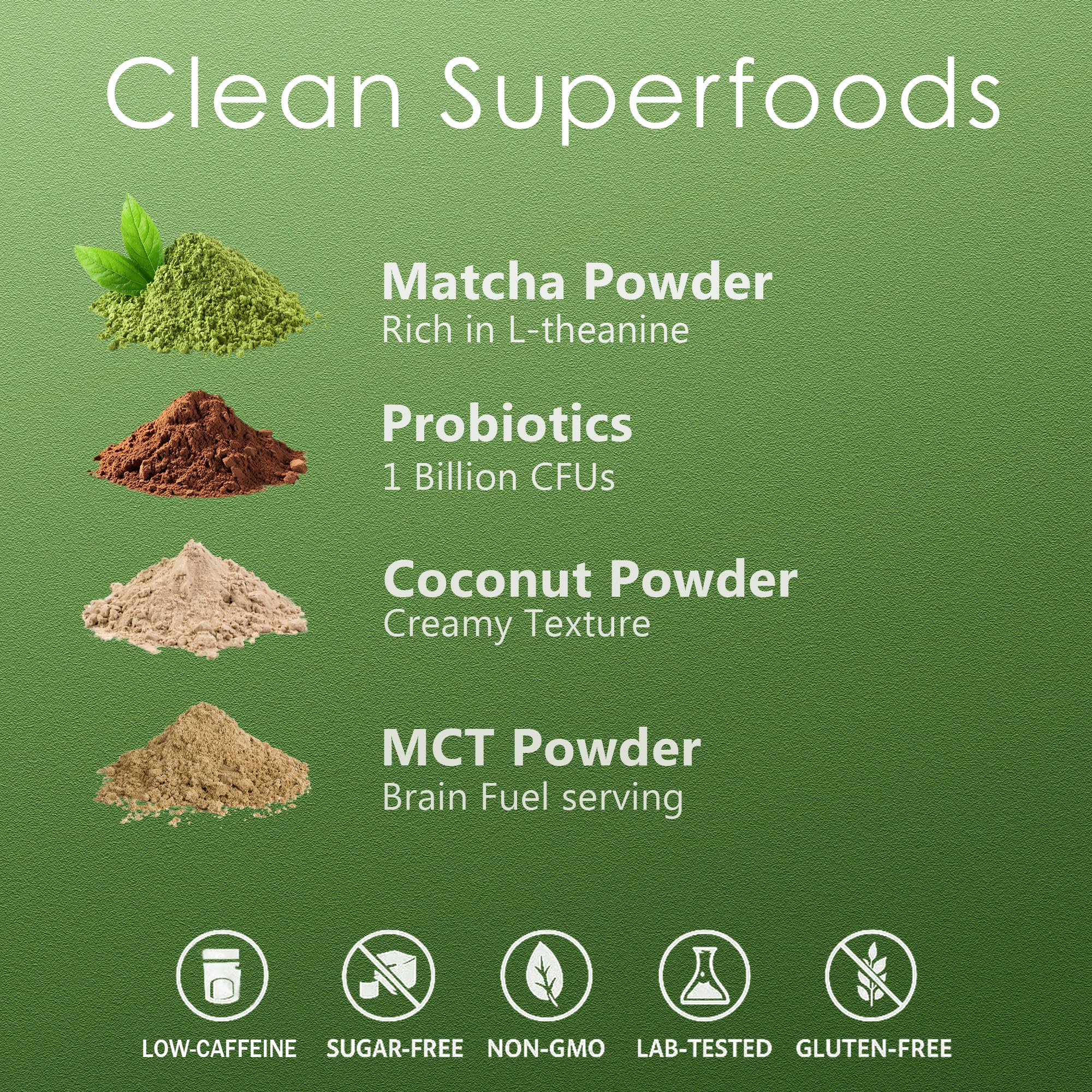 Mushroom Matcha Latte Ceremonial Matcha Green Tea Powder with 14 Mushrooms Probiotics and MCT Powder Lions Mane Reishi — view 5