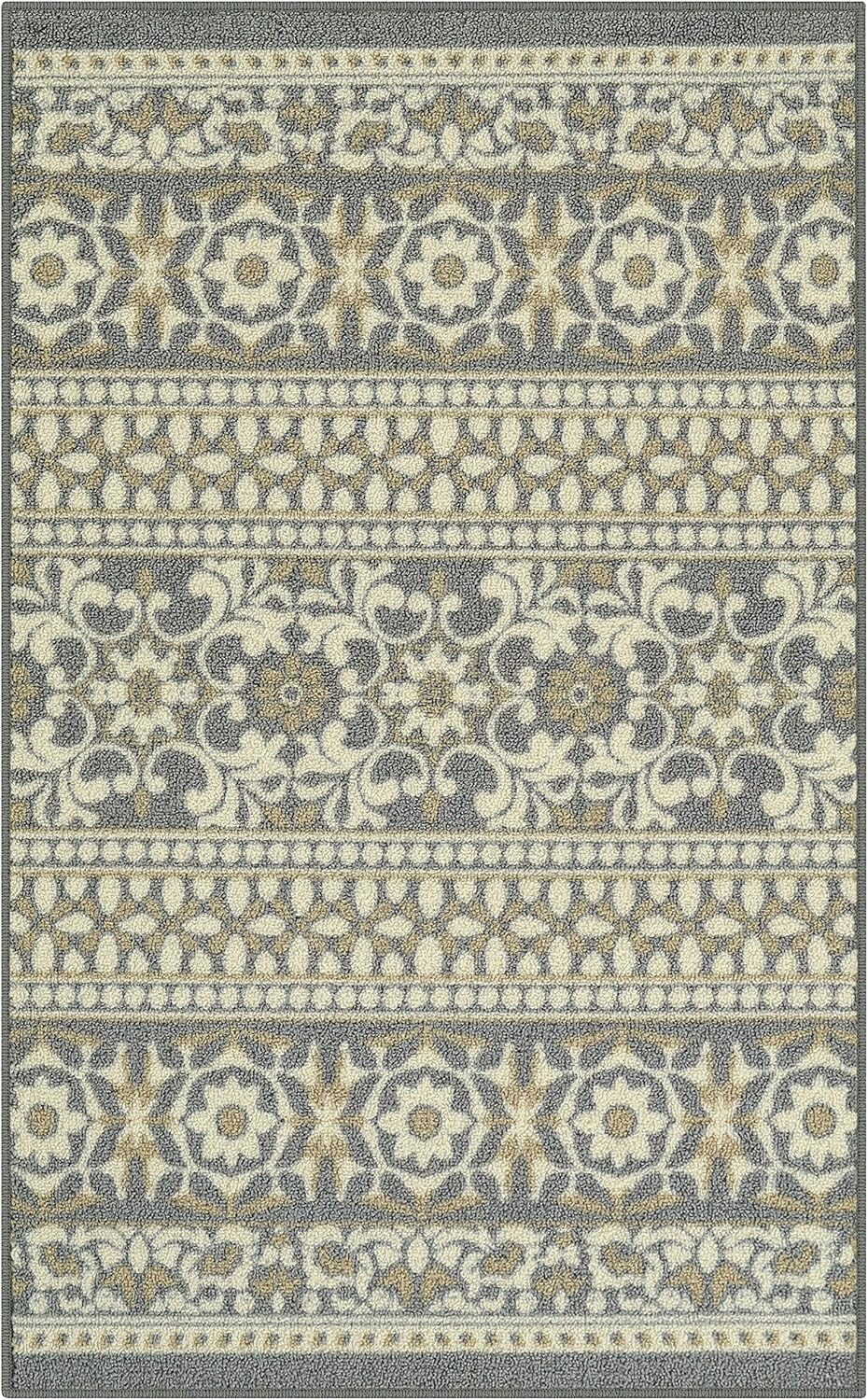 Maples Rugs Zoe Kitchen Rugs Non Skid Washable Accent Area Carpet [Made in USA], 2'6 x 3'10, Grey