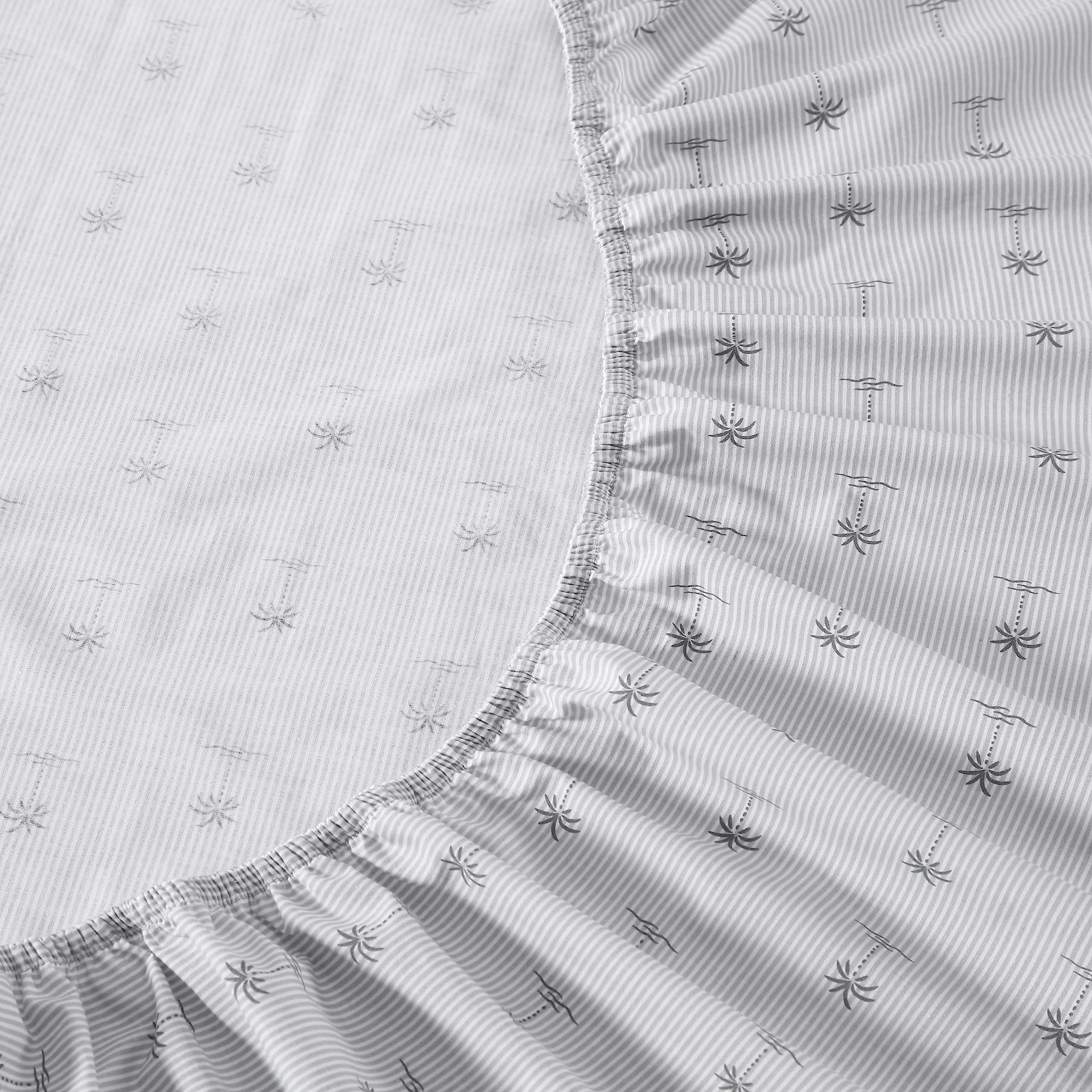 Tommy Bahama - Juego de sábanas tamaño Queen, Juego de Ropa de Cama de percal de algodón, Fresco y Fresco, Elegante decoración para el hogar (Kew Palms Grey, Queen)