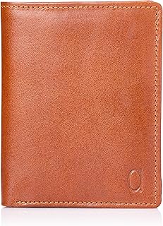 الفا ليثر كو. محفظة جلدية ثنائية الطيات بلوجو امامي مع حامل بطاقة تعريف قابل للازالة للرجال