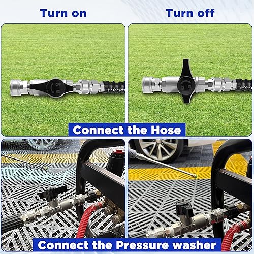 Miniatura 8 de PWACCS Manguera de lavado a presión de 50 pies x 1/4 pulgadas, manguera de lavadora eléctrica, resistente a las torceduras, lavadora a presión de