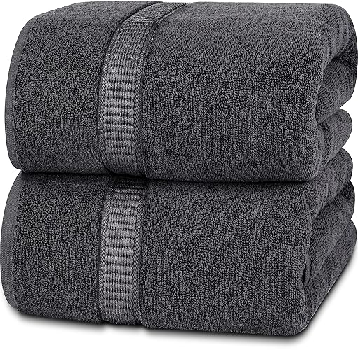Utopia Towels - Premium Jumbo Bath Sheet (90 x 180 cm, 8 Pack) - 100% Ring Spun Cotton Highly Absorbent and Quick Dry Extra Large Bath Sheet - Super Soft Hotel Quality Towel (Grey) - 8 Pack - Grey