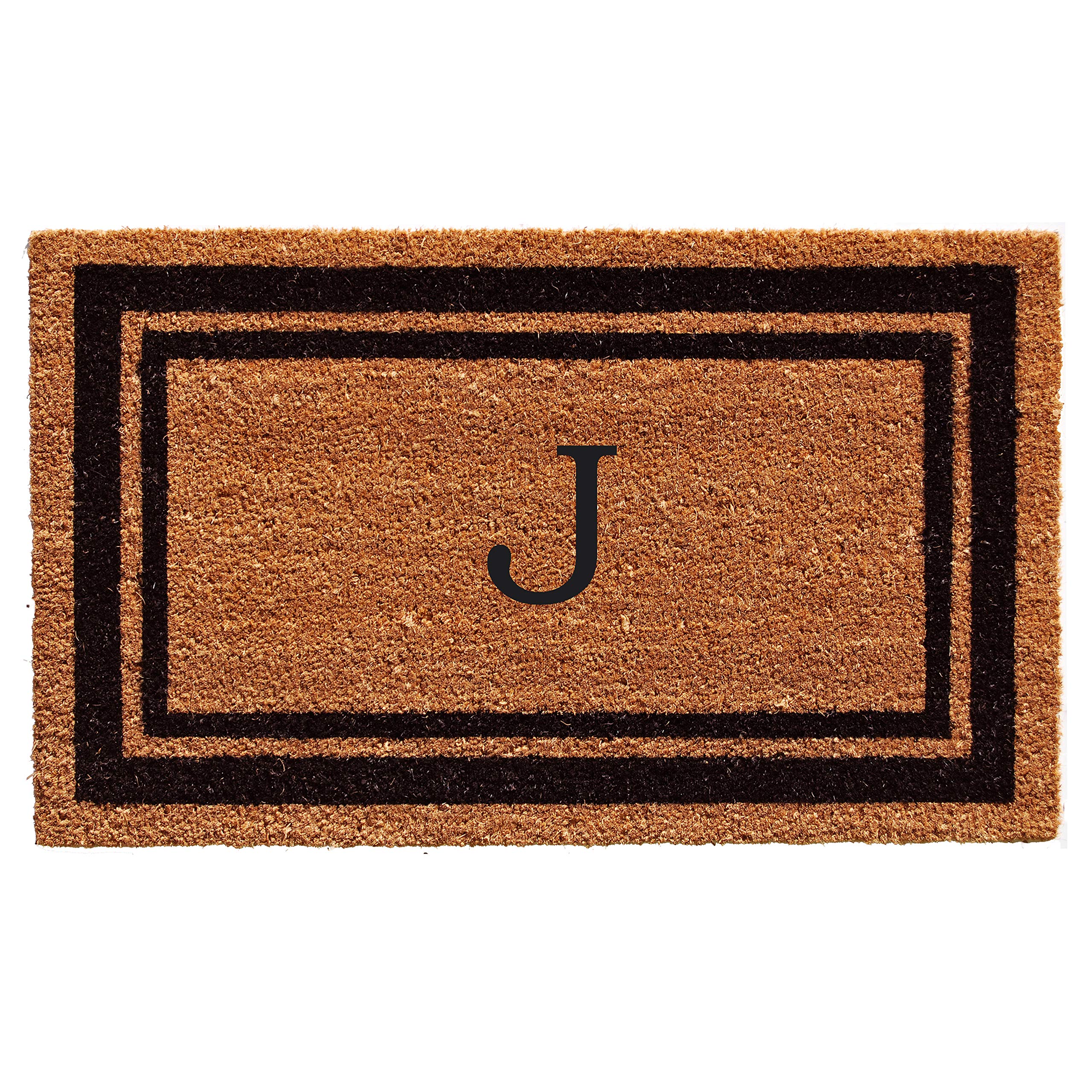 Calloway Mills 152961830J Black Border 18" x 30" Monogram Doormat, (Letter J)