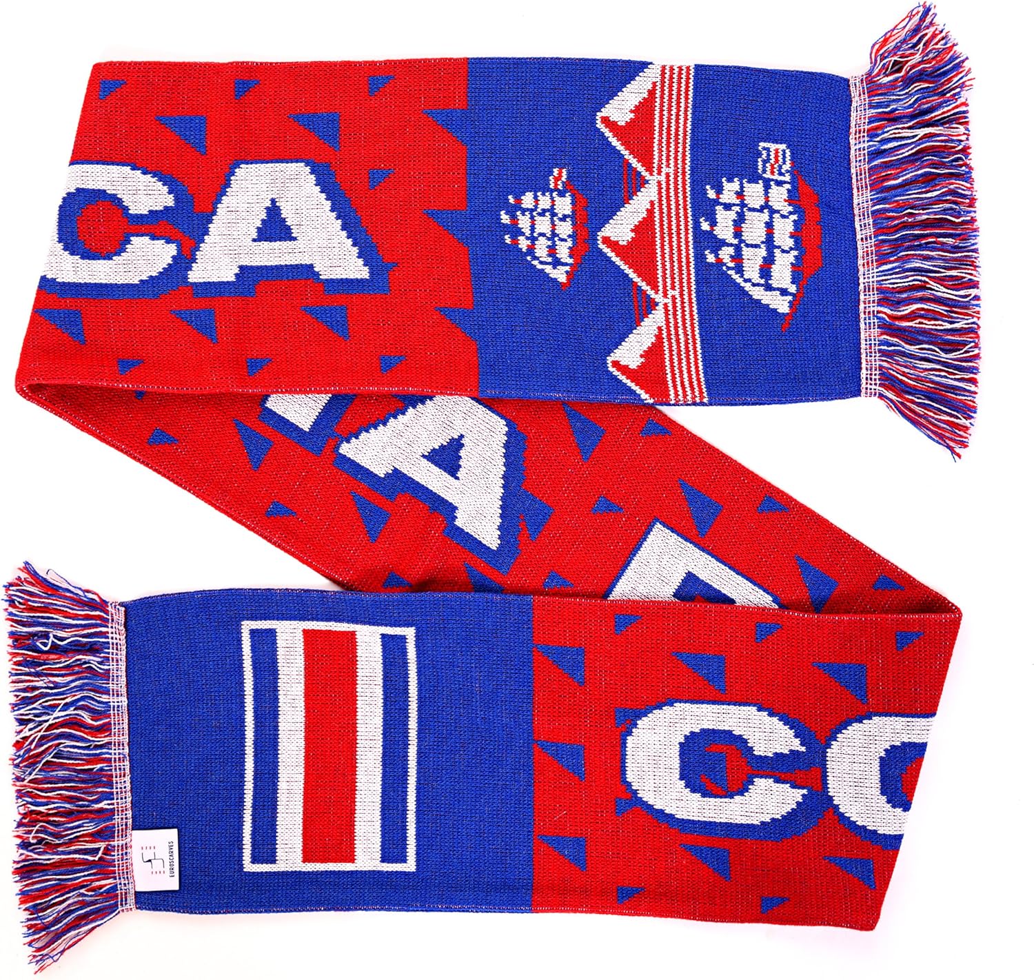 Japan Fußball Schal - Doppelseitig Gestrickt Mit Fußball-Motiv