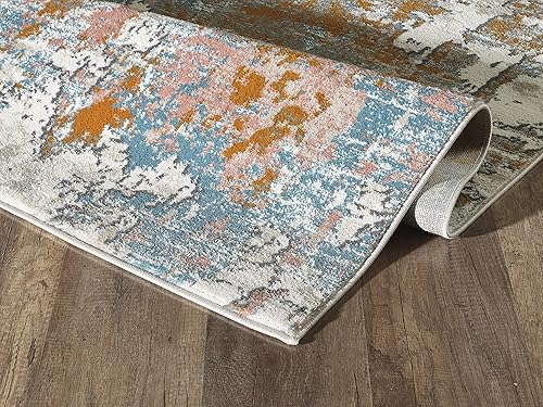 Miniatura 6 de Abani Porto Collection - Alfombra contemporánea rectangular de 3 x 5 pies, color beige turco y naranja, estilo envejecido
