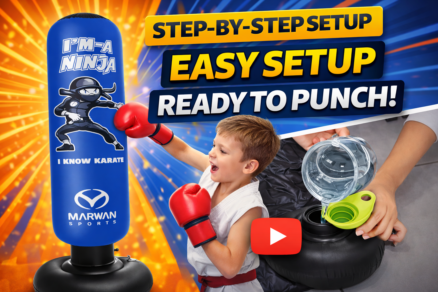 Amazon.com : Marwan Sports Ninja Kids Punching Bag — Inflatable