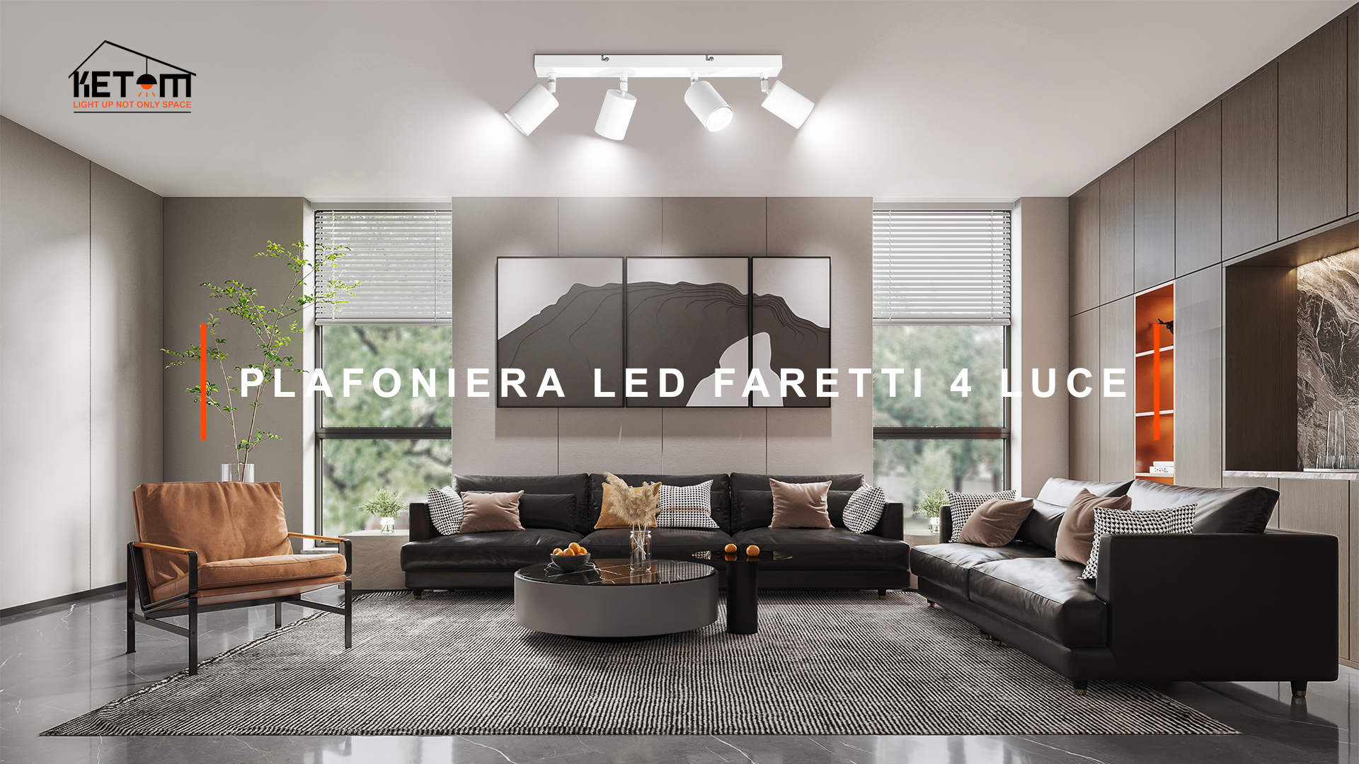 Lampada Soffitto 3 Faretti Orientabili Wowatt - Nero, GU10, Per Interni