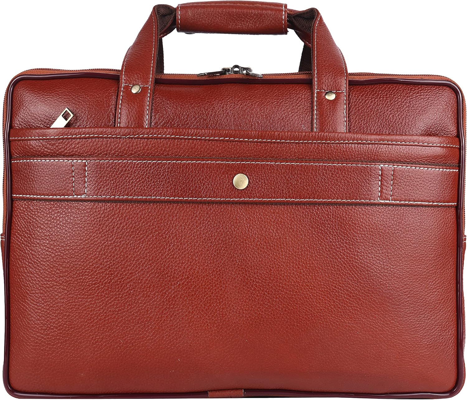 Premium Vintage Leather Laptop Briefcase for Men, Business Work Bag with Shoulder Strap, Multi-Compartment Messenger Bag