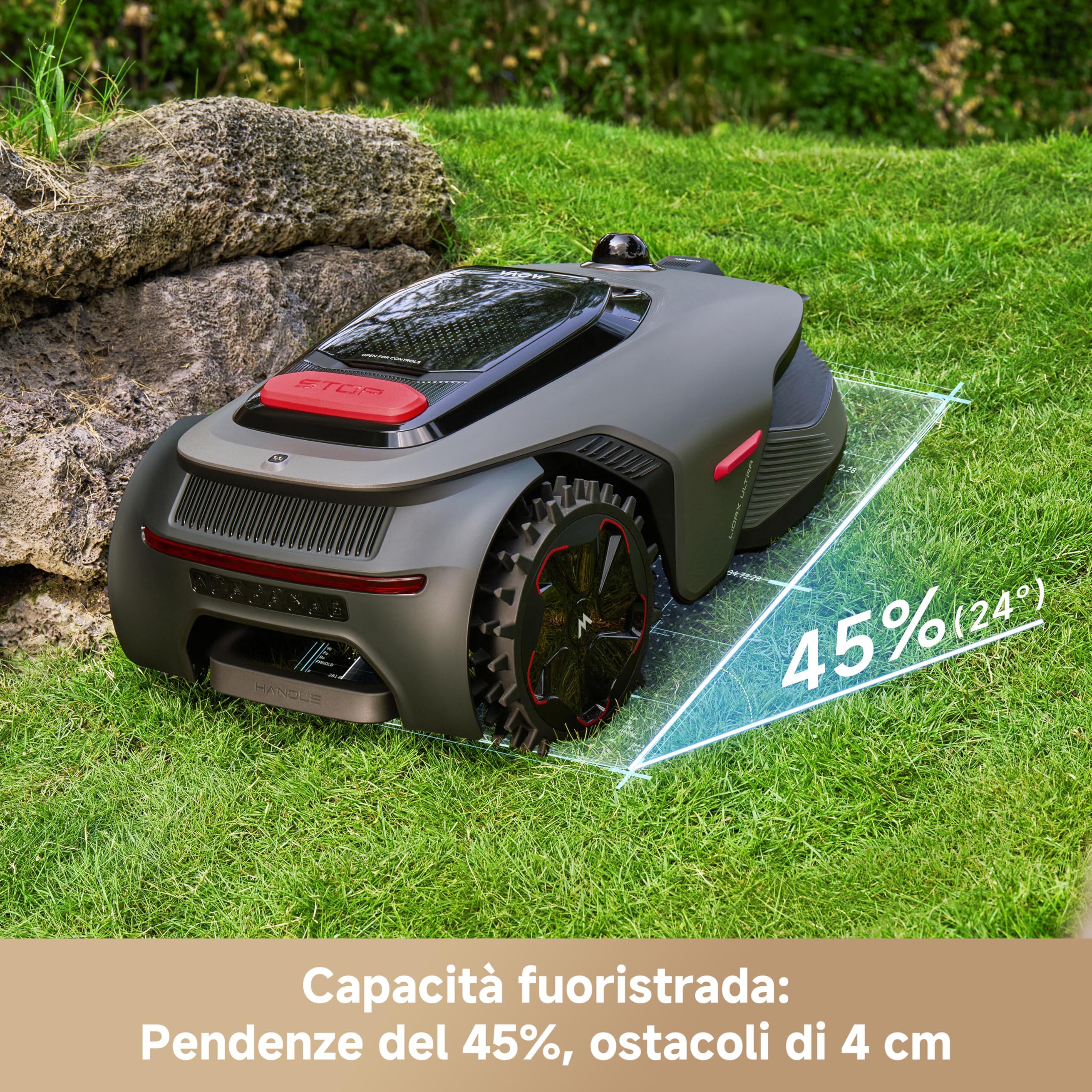 MOVA LiDAX Ultra 800 Bezprzewodowa kosiarka obwodowa, zalecana 500-800 m², mapowanie IA i LiDAR 3D 360° bez RTK, obrzeża 5 cm, bezpieczeństwo zwierząt, wszystkie tereny, wydajne cięcie U