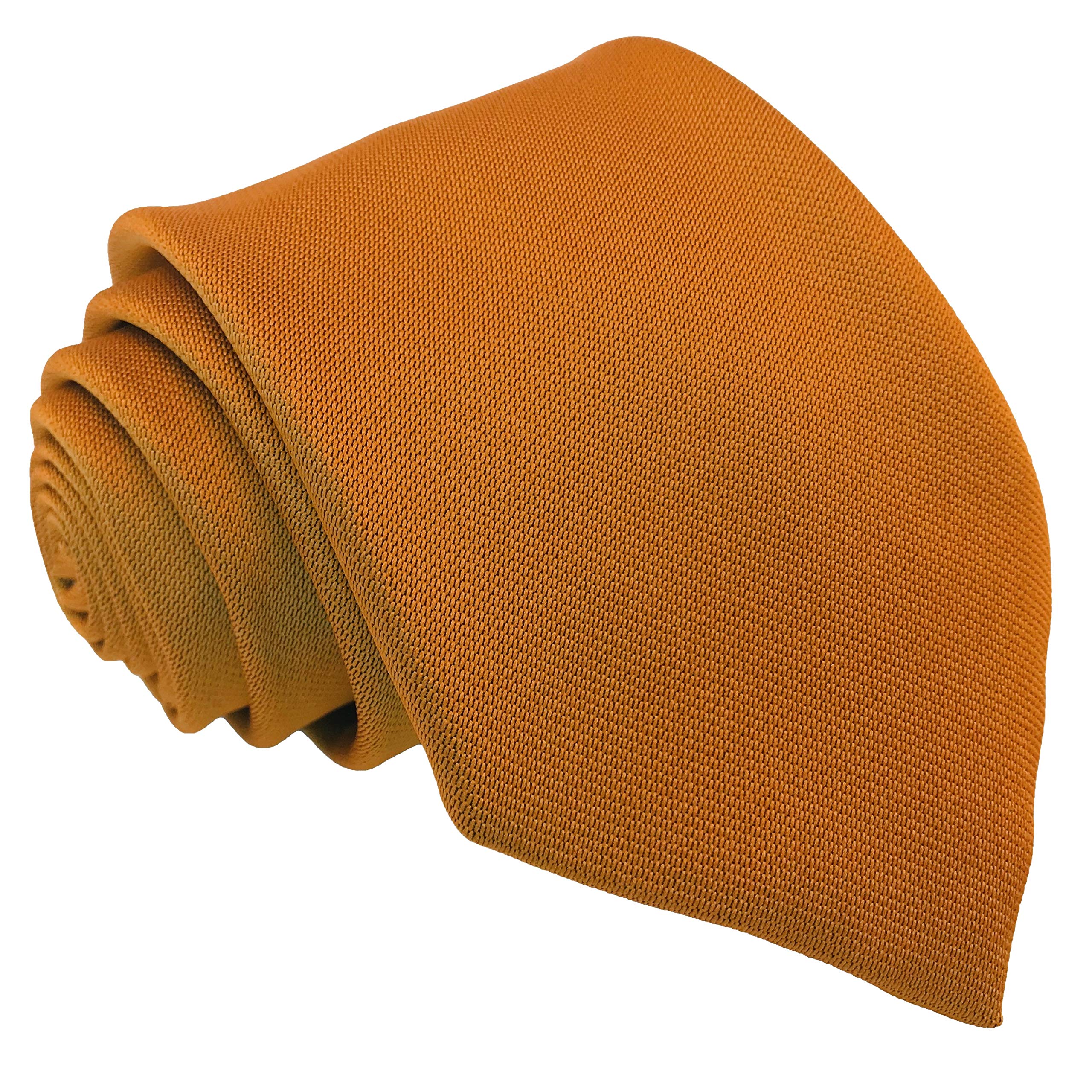 Great British Tie Club Men's Orange Plain School Ties High School 52" Length (Orange)