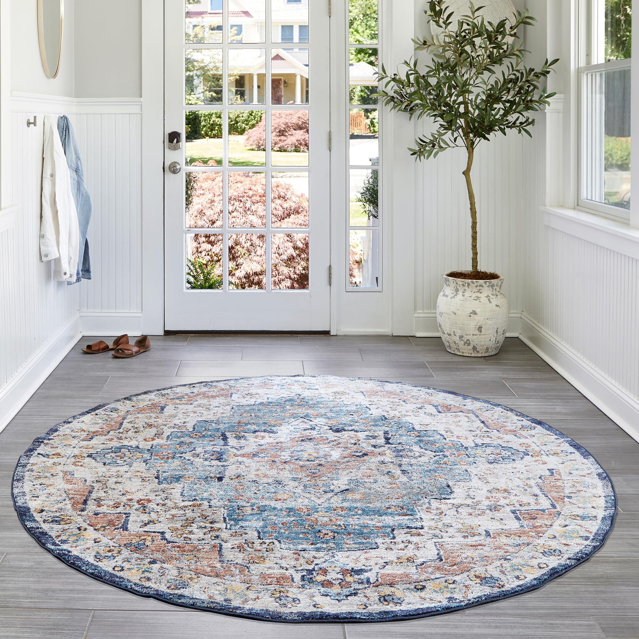 nuLOOM Sawyer Vintage Transitional Area Rug, 5' Round, Mult