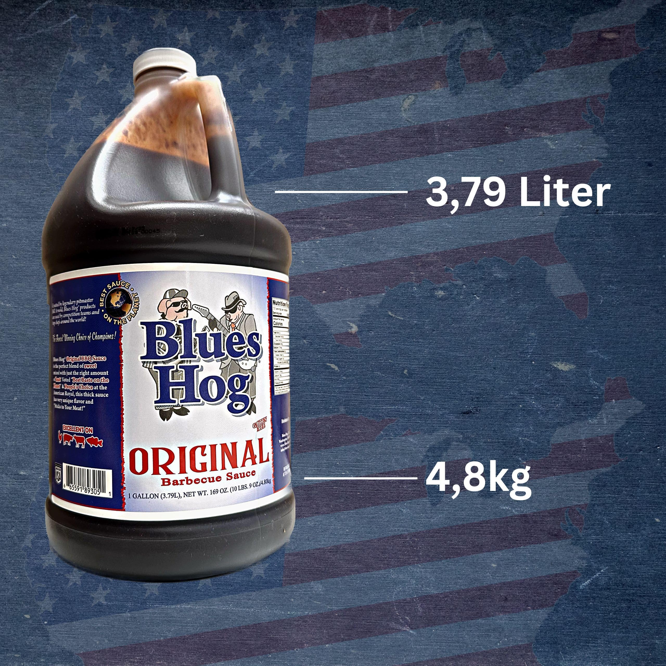 Blues Hog Original Barbecue Sauce 3,79 Liter / 4,8kg XXL-Pack - Beste BBQ Sauce - Ausgezeichnet als "Best Marinade on the Planet"