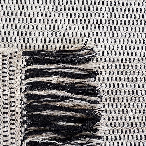 Miniatura 8 de SAFAVIEH Vermont Collection - Alfombra de área de 8 x 10 pies, color beige y marfil, hecha a mano de lana con flecos, ideal para zonas de alto