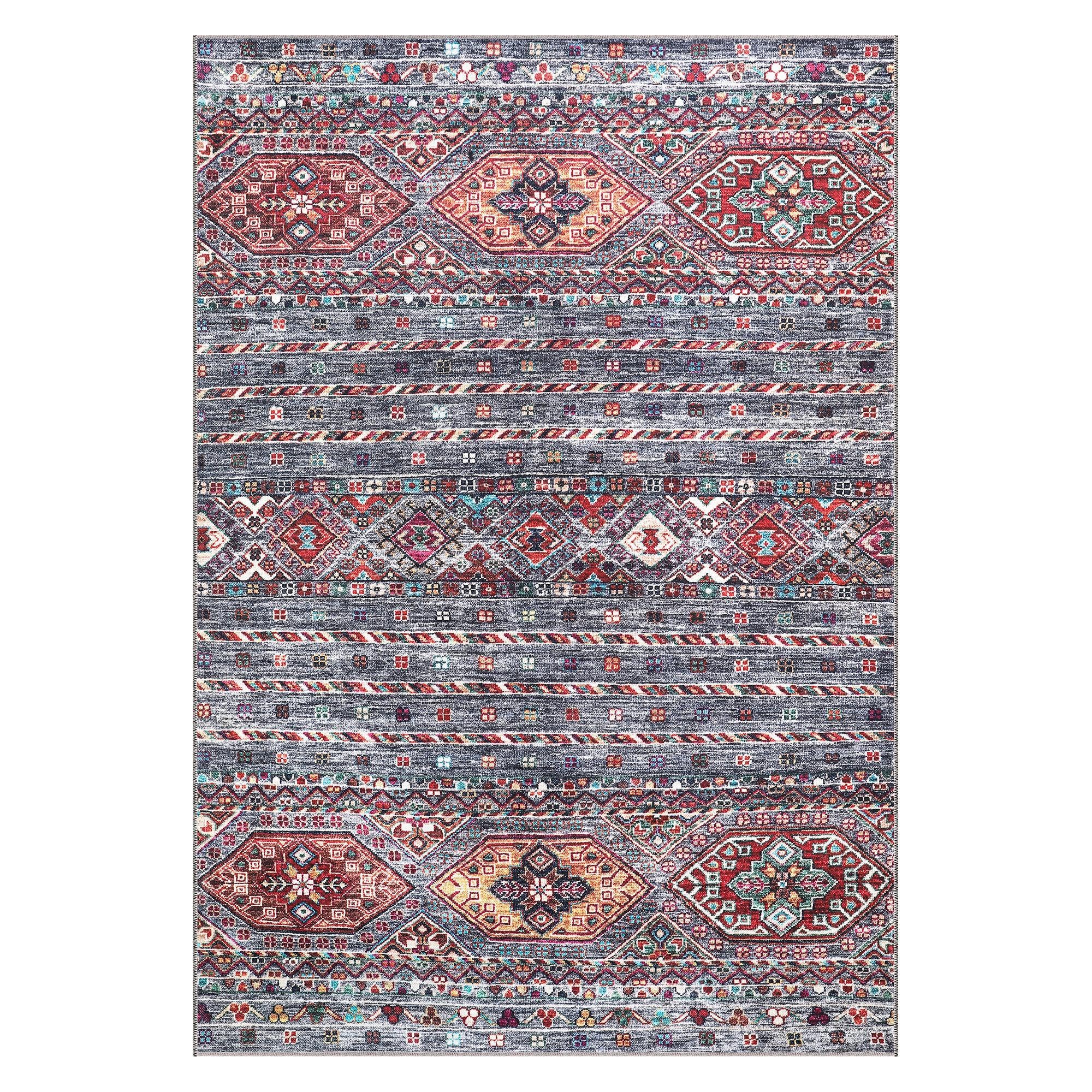 RUG WEAVERS Rugs Living Room - Washable Rug - Area Rug - Non-Slip Rugs Carpet Woven from Cotton - Vintage Rug for Living Room Bedroom Kitchen - Kid and Pet Friendly (BLUE RED RUG, 200X290 CM) โ image 1