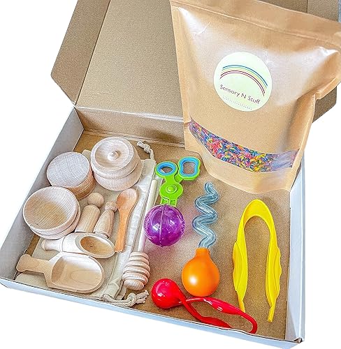 Brightly Colored Handmade Rainbow Rice Sensory Bin With Tools The Perfect Sensory Play Set, Great Gift Idea For Children (10 Piece Wooden Tool Set) Brightly Colored Handmade Rainbow Rice Sensory Bin With Tools The Perfect Sensory Play Set, Great Gift Idea For Children (10 Piece Wooden Tool Set)