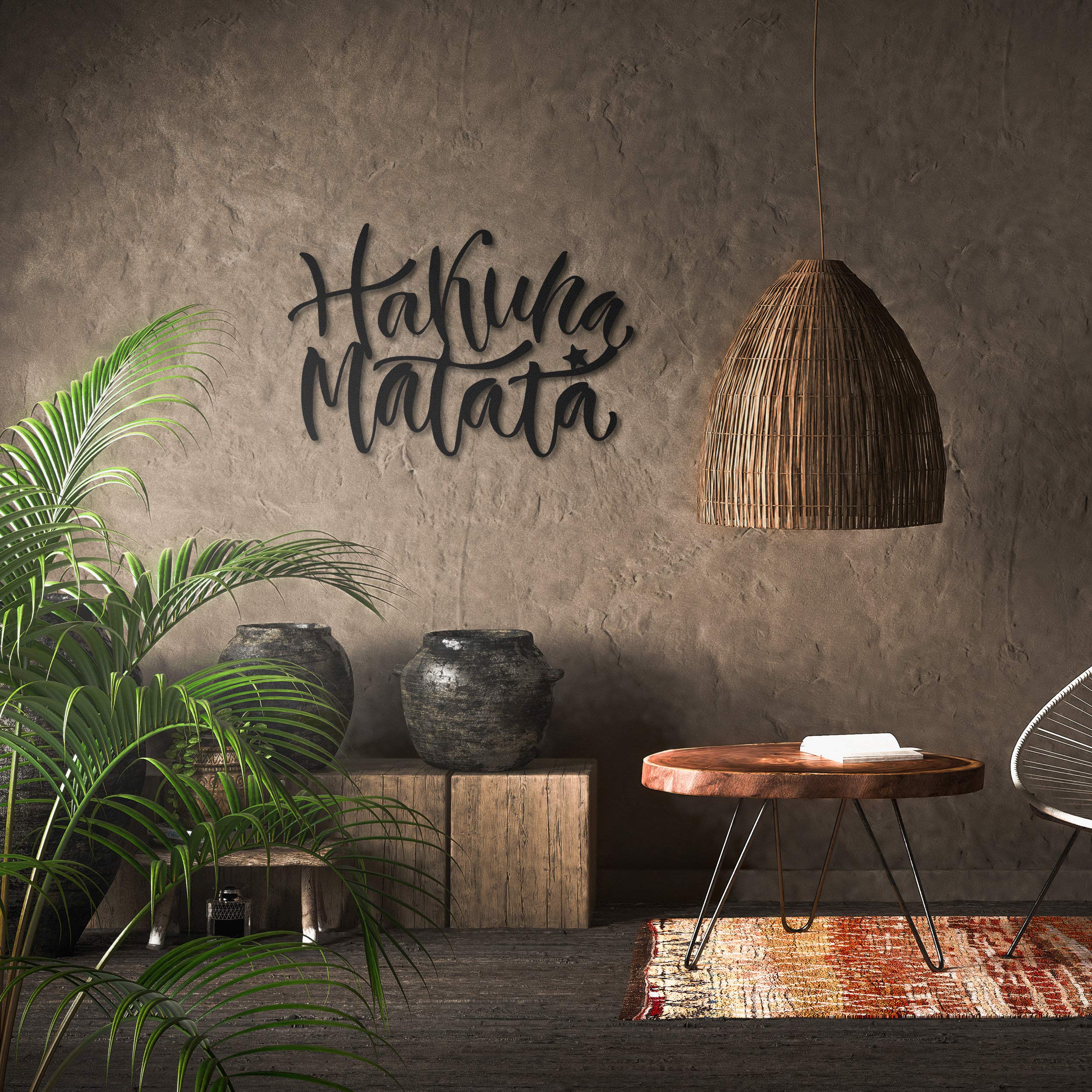Ced454sy Multi-Color Hakuna Matata Metal Wall Art Metal Wall Sign Metal Wall Hanging Office Wall Art Quote Wall Art Quote Wall Sign Minimalist Wall Art