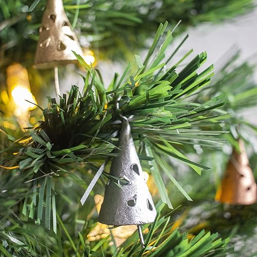 Vista 7 de DIYANA IMPEX Campanas de hojalata indias vintage, campanas rústicas vintage de cascabel, campanas de vaca, árbol de Navidad, manualidades