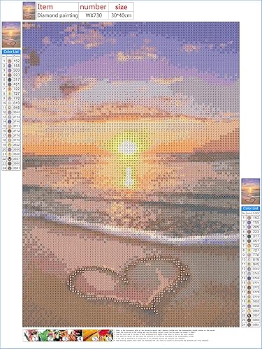 Miniatura 3 de NAIMOER Kits de Pintura de Diamantes para Adultos, Arte de Diamantes Redondos de Taladro Completo 5D DIY Puesta de Sol en la Playa Corazón Arte de