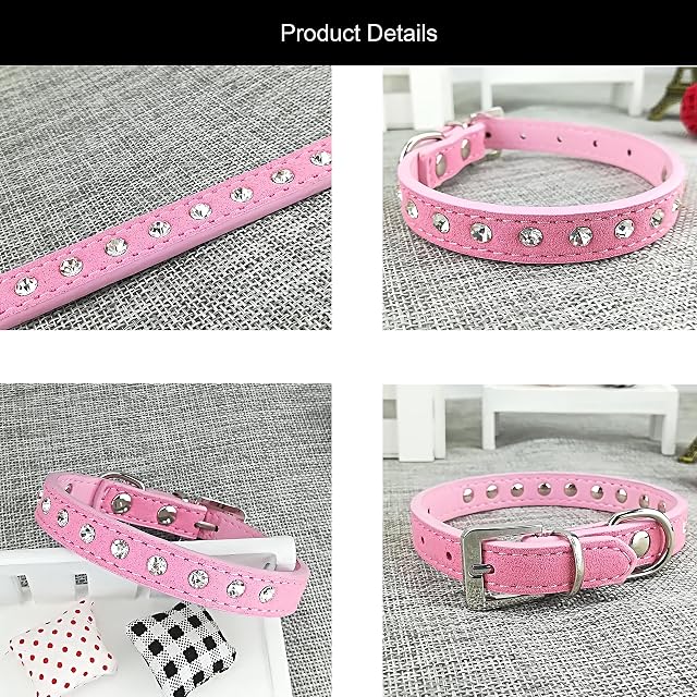 Foto 5 de 5 de Newtensina Collar de Perro Elegante Collar de Perro Lindo de Bling de la Ante Suave con Diamante