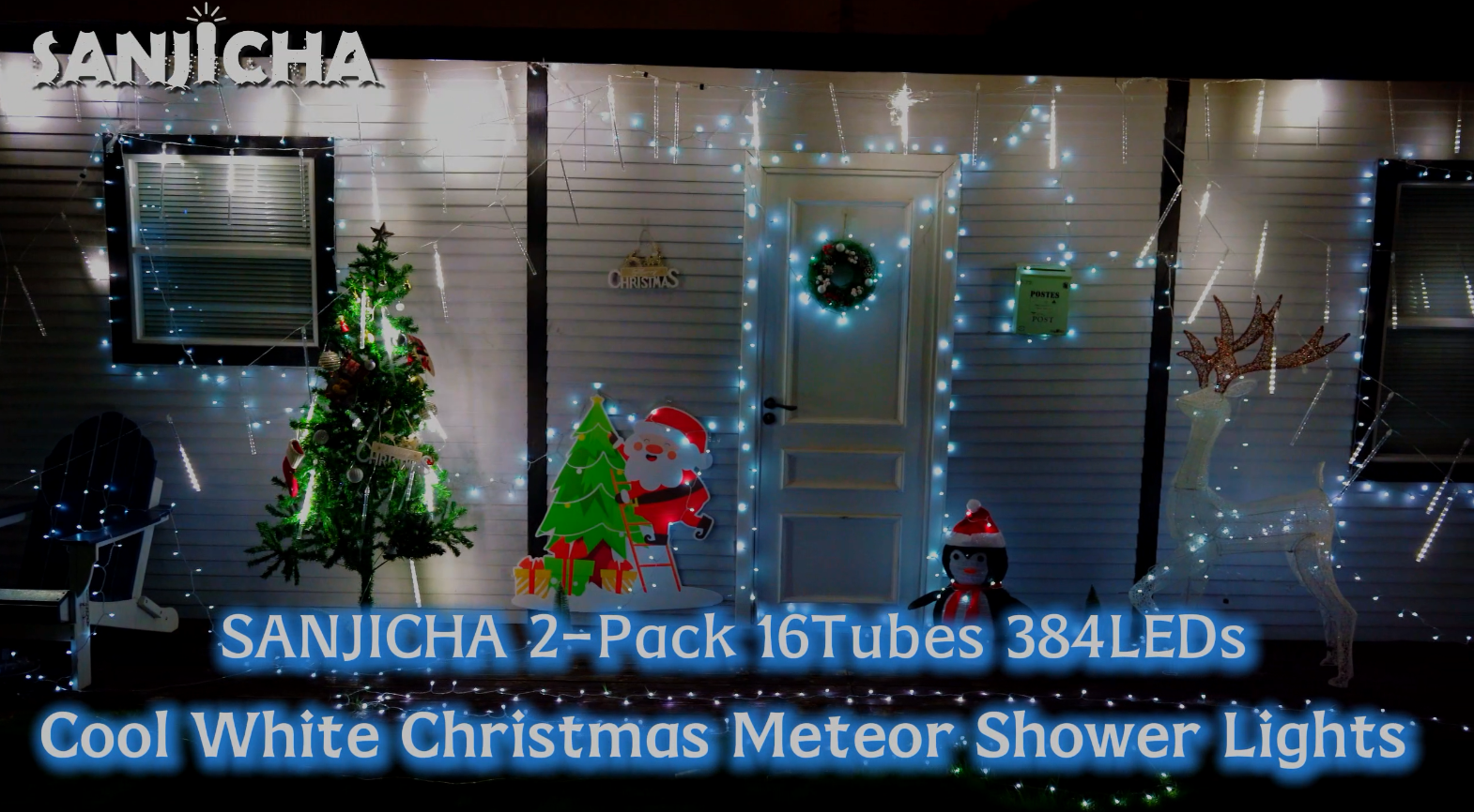 2 Pack Christmas Lights Outdoor 16 Tubes 384 LEDs Meteor Shower